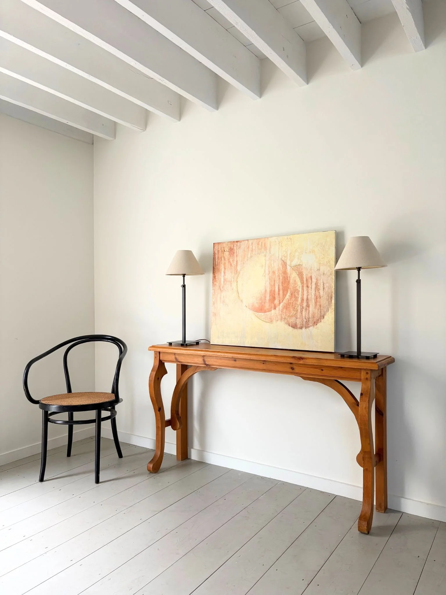 French Vintage Oil On Canvas With Geometric Forms - Bureau Bruton Antique and Design Shop