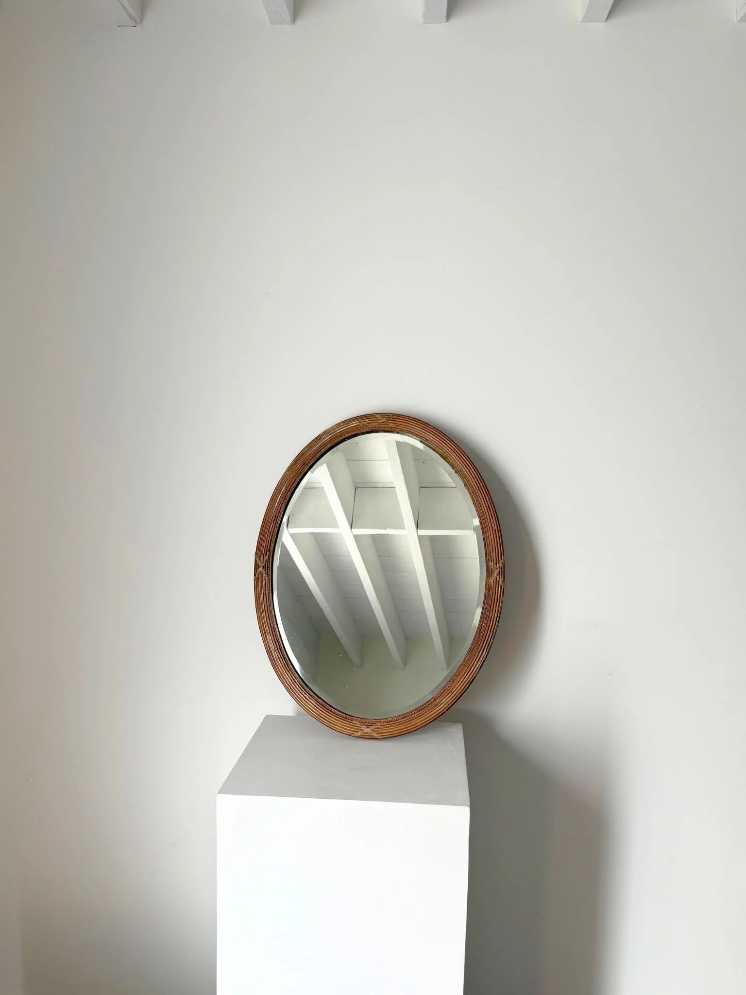 French Antique Oval Gilt Gesso and Wood Wall Mirror - Bureau Bruton
