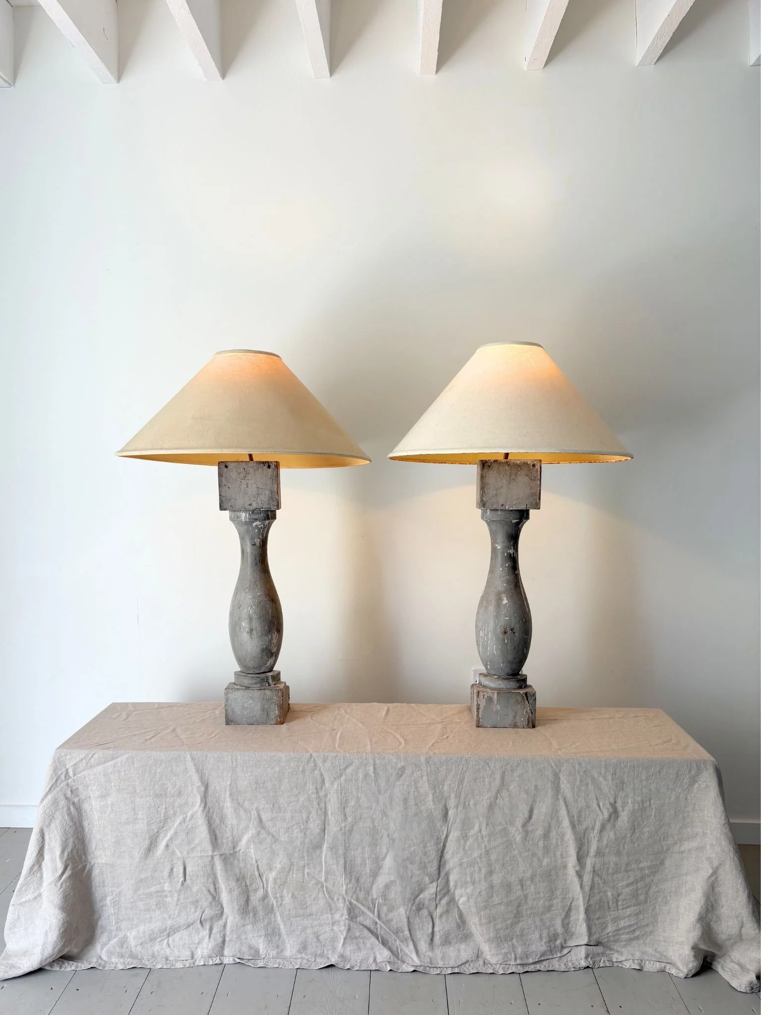 Trompe L'Oeil Wooden Balustrade Lamps - Bureau Bruton Antiques and Vintage Shop and Sourcing Consultancy