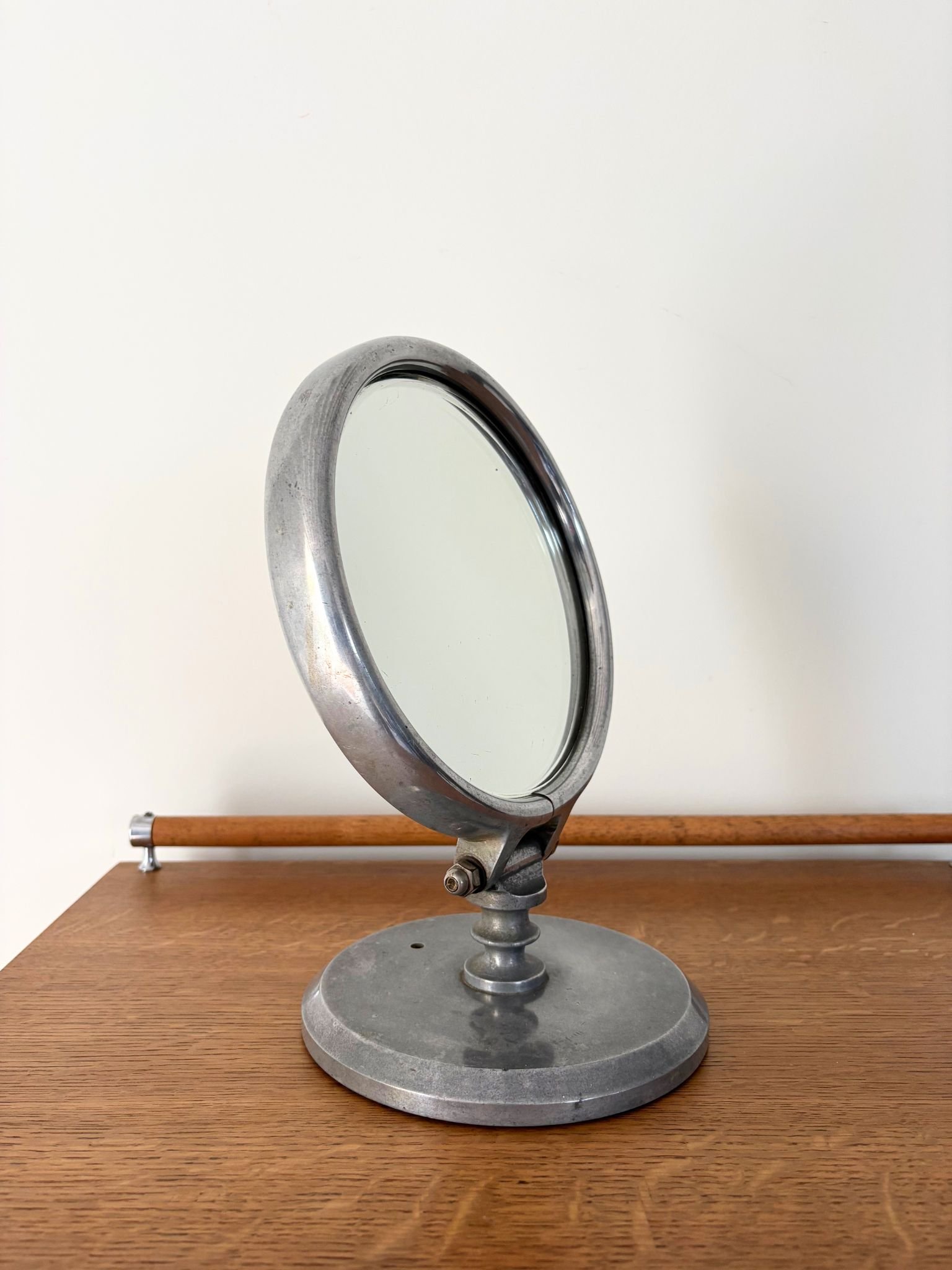 Vintage Ship Vanity Mirror In Cast Chrome Metal - Bureau Bruton Antiques and Design