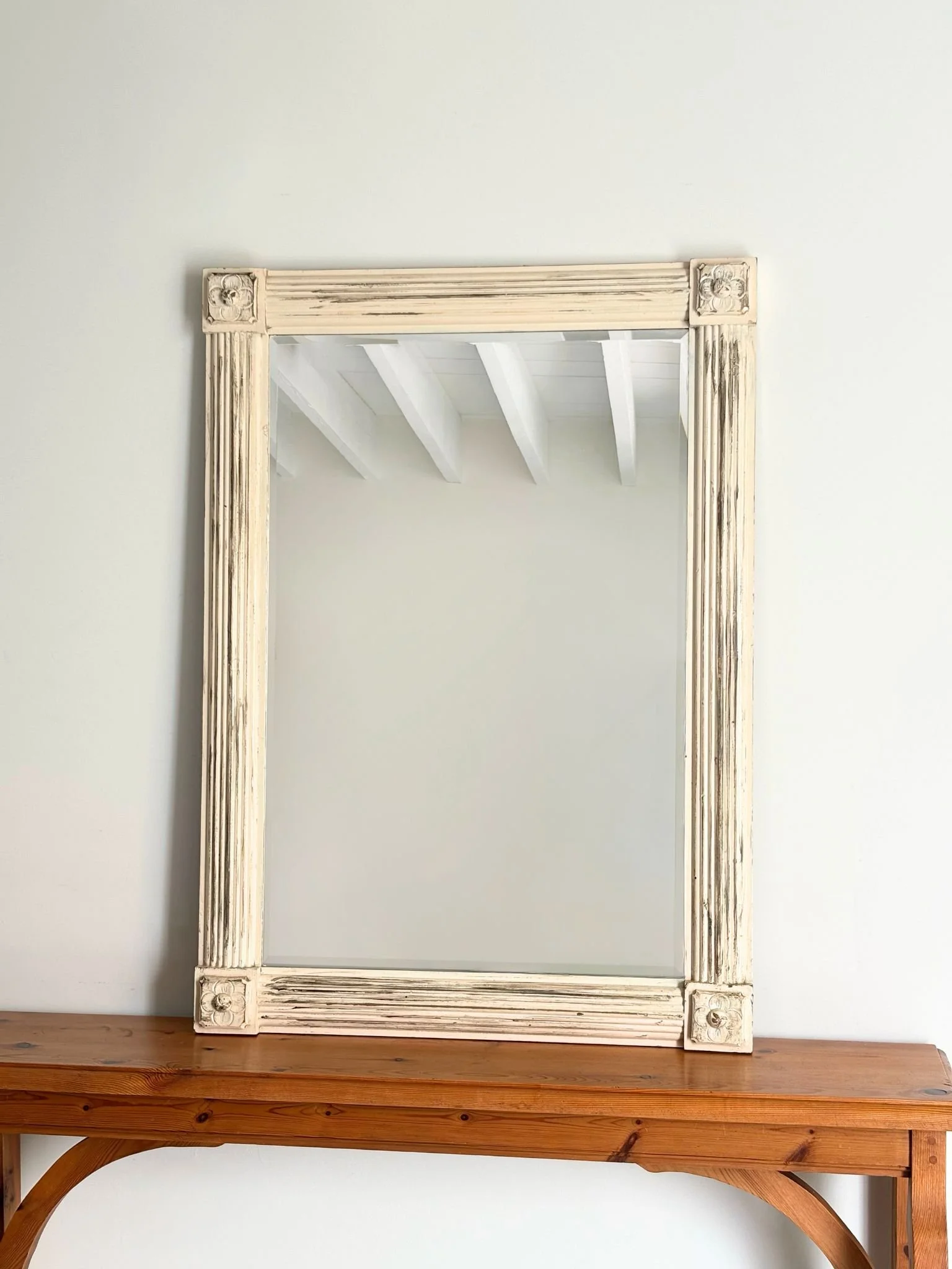 Neoclassical Reeded Cream Mirror - Bureau Bruton Antiques and Vintage