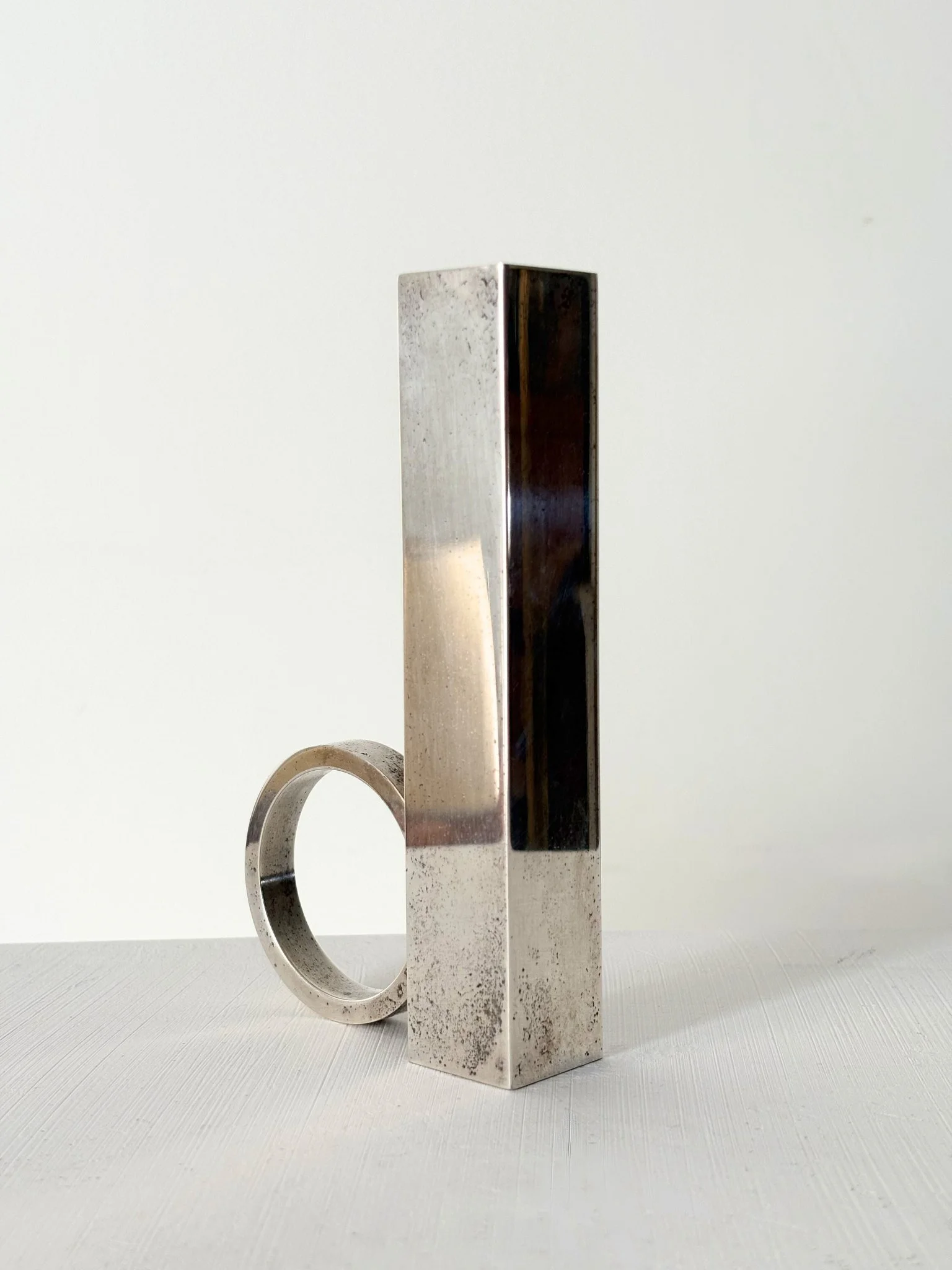 Silver Geometric Bud Vase In the Manner of Lino Sabattini - Bureau Bruton Antiques and Vintage Design Gallery