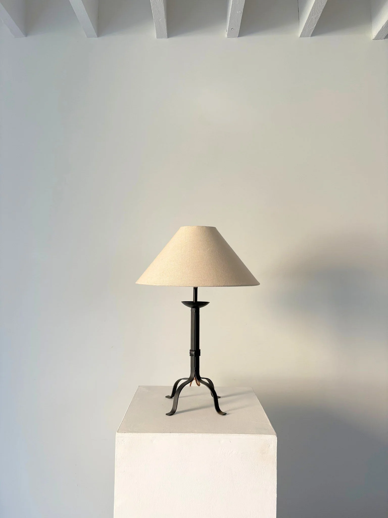 Black Metal Candlestick Lamp In Steel - Bureau Bruton