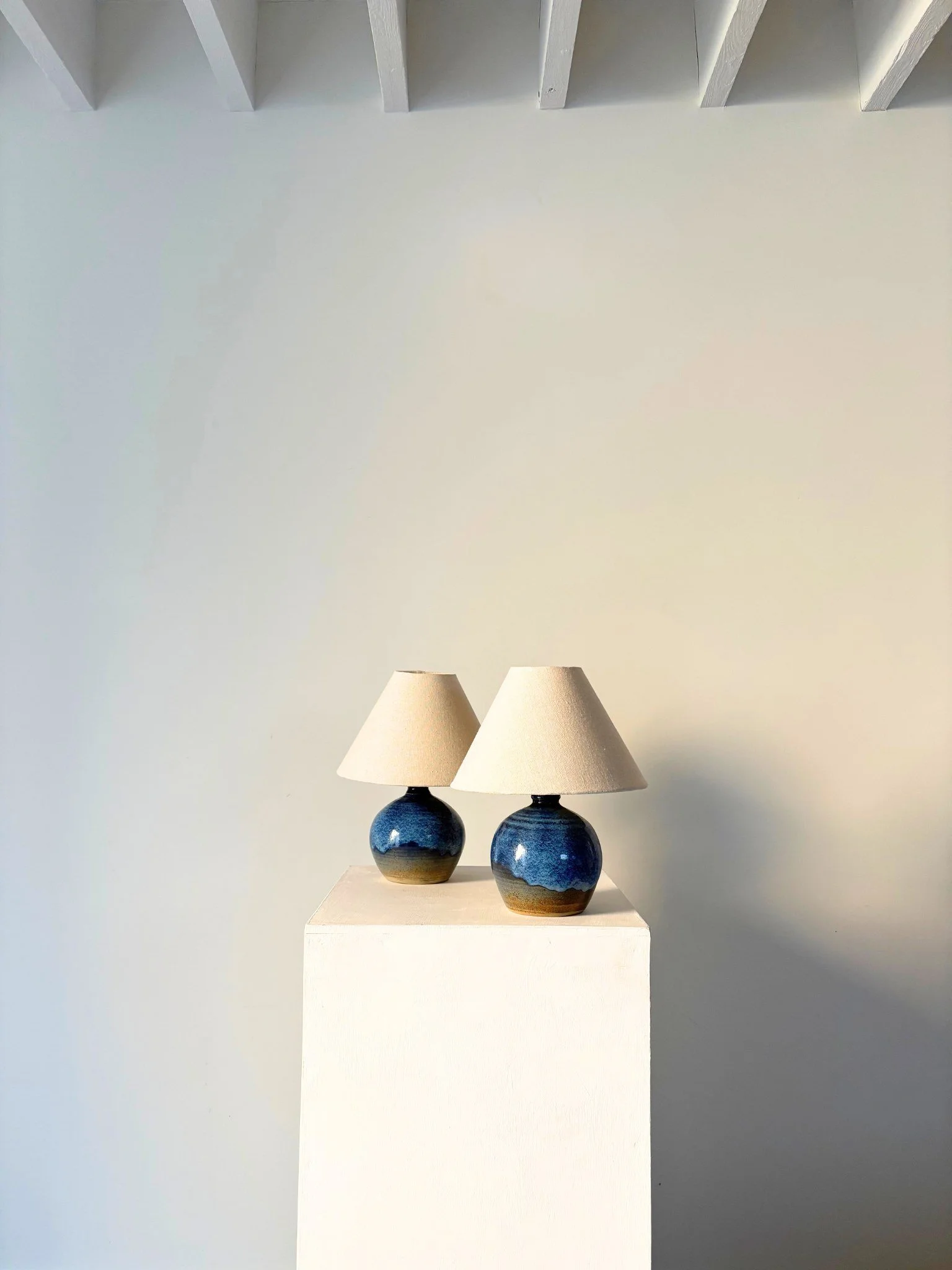 Blue Studio Pottery Lamps - Bureau Bruton