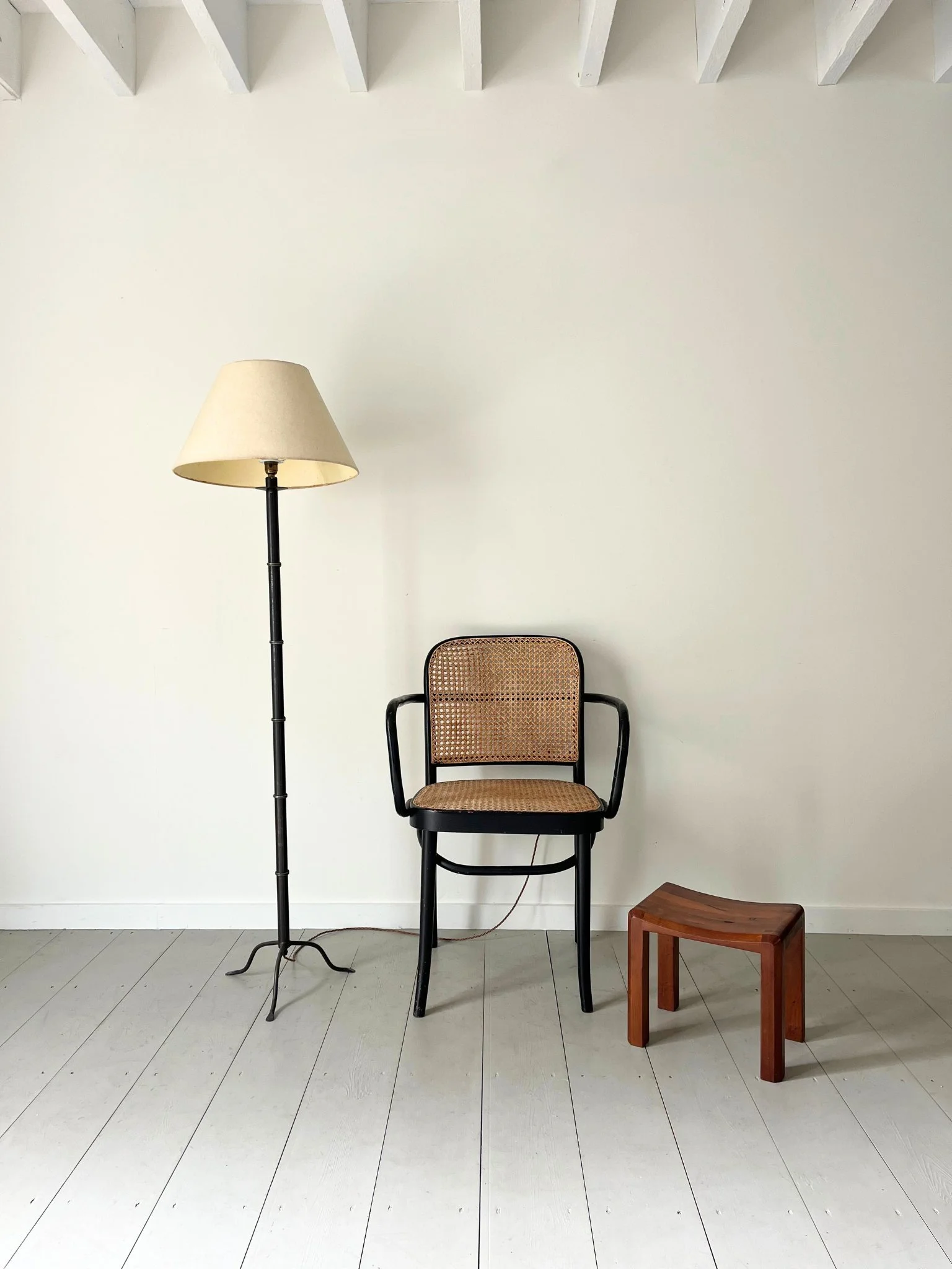 Mid Century Faux Bamboo Floor Lamp - Bureau Bruton Rewired Vintage and Antique Lighting Collection