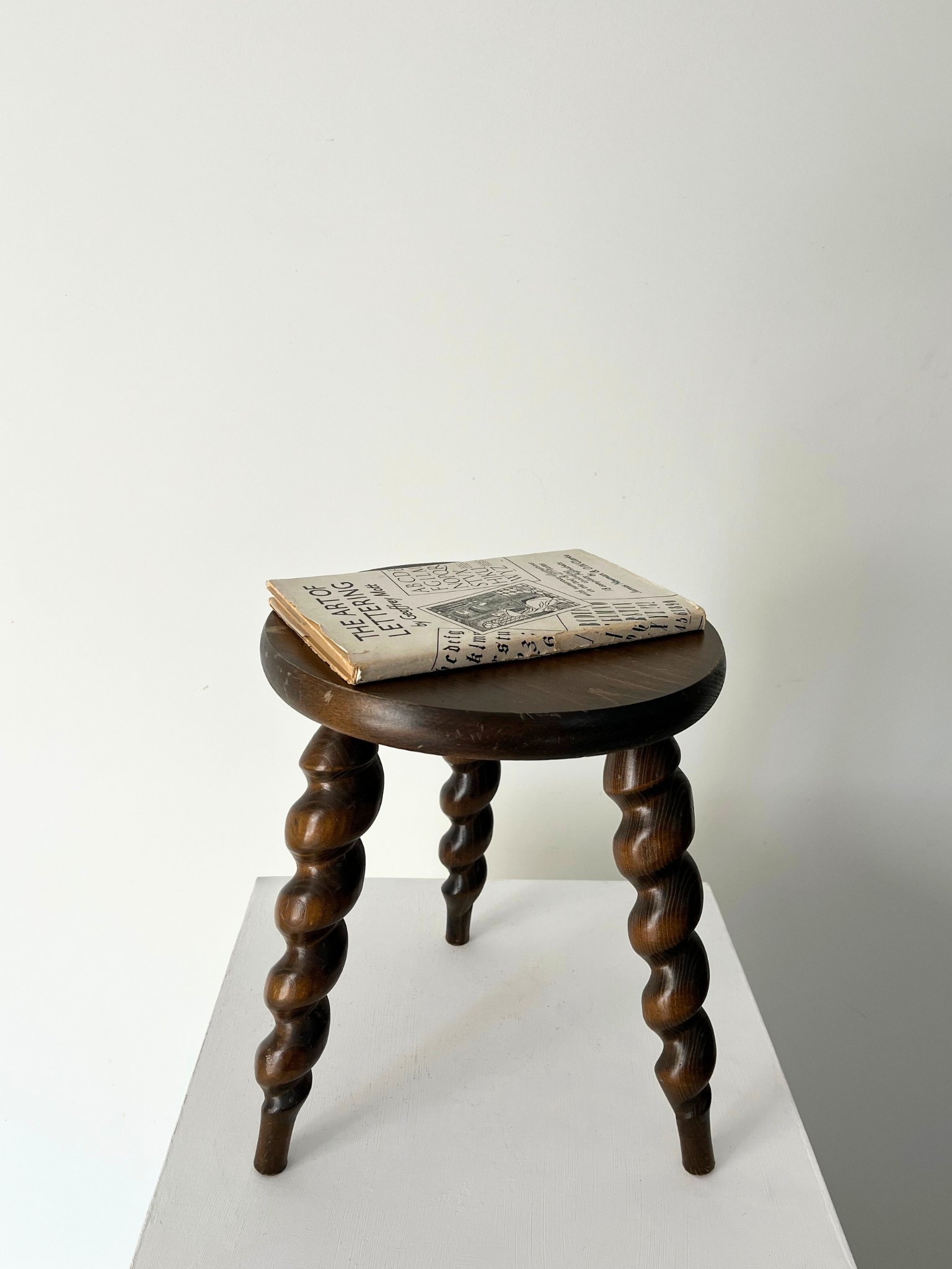 Vintage turned leg tripod stool in Charles Dudouyt style - Bureau Bruton Antiques and Design Gallery