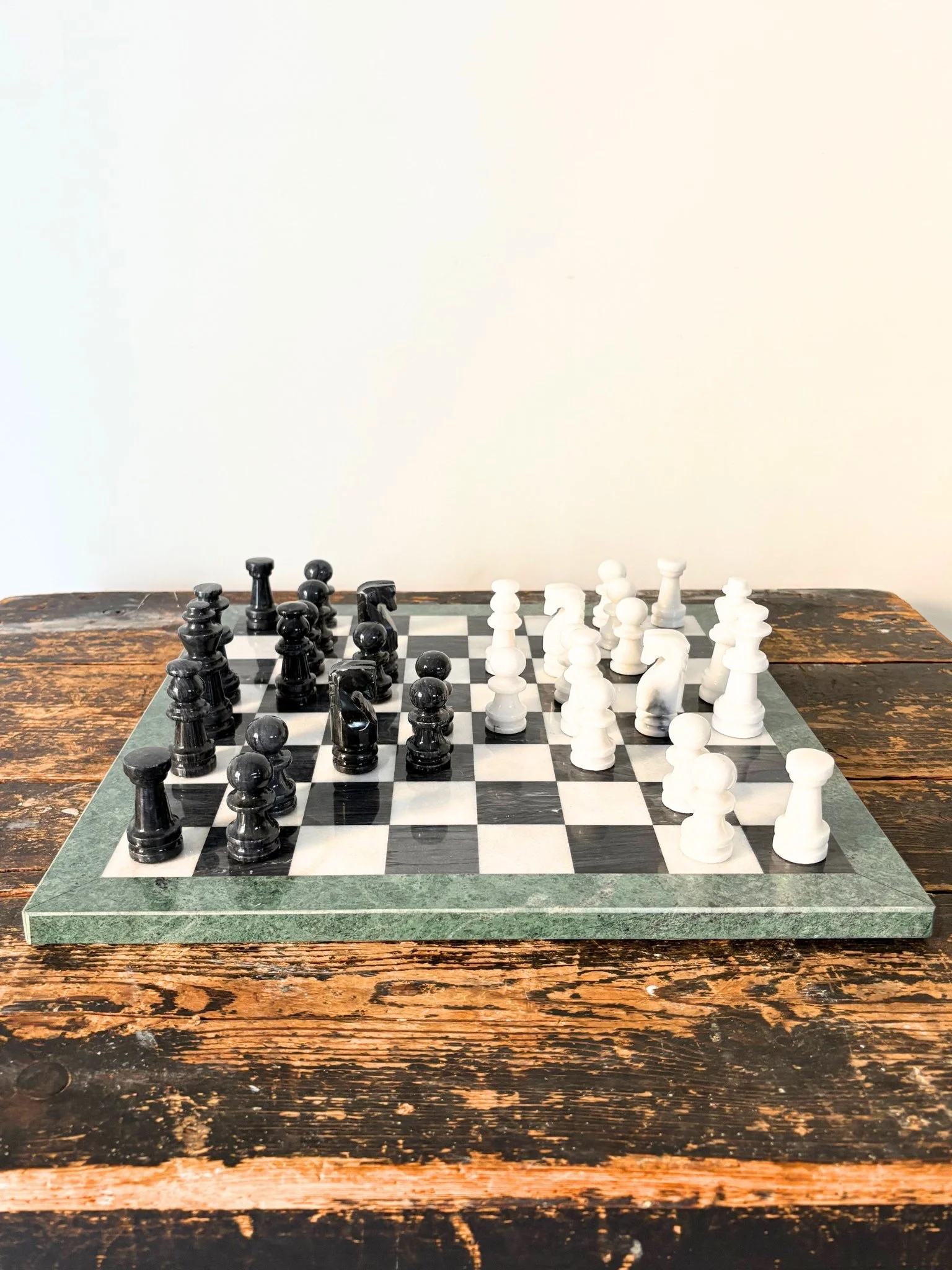 20th Century Vintage Green Marble Chess Set - Bureau Bruton Collection
