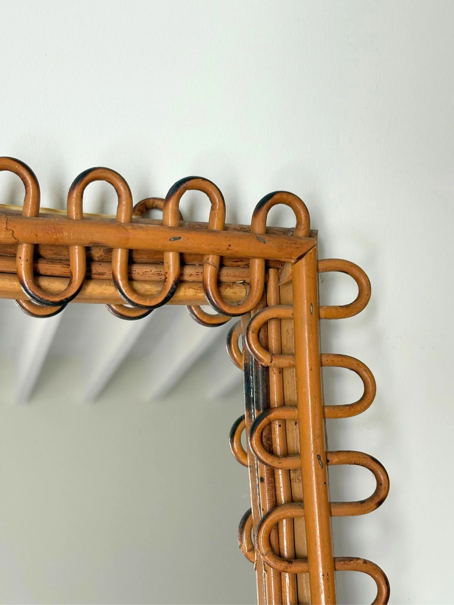 Franco Albini Mirror With Wavy Looped Bamboo Frame - Bureau Bruton Collection