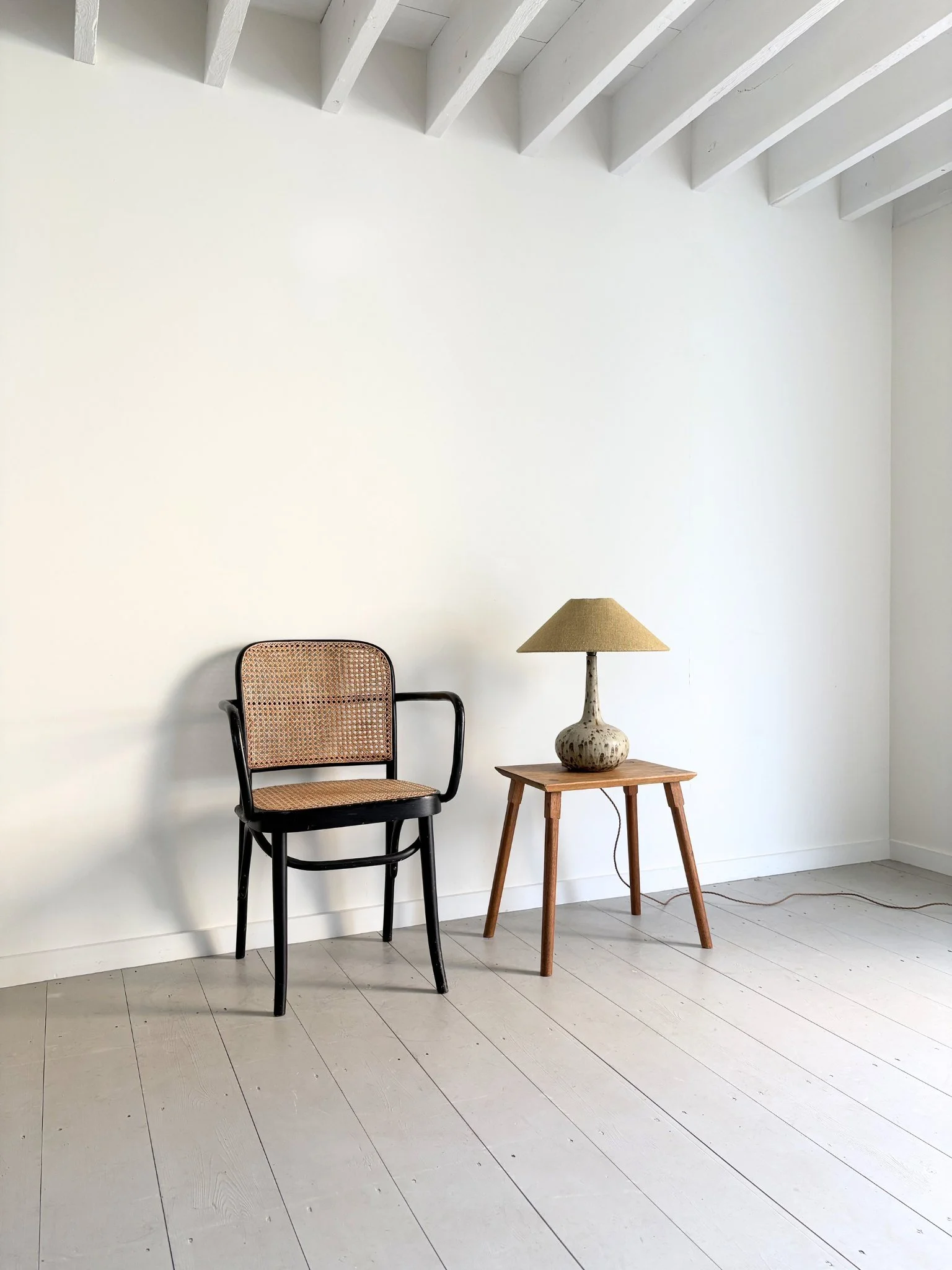 Chamfered Leg Vintage Wooden Side Table - Bureau Bruton