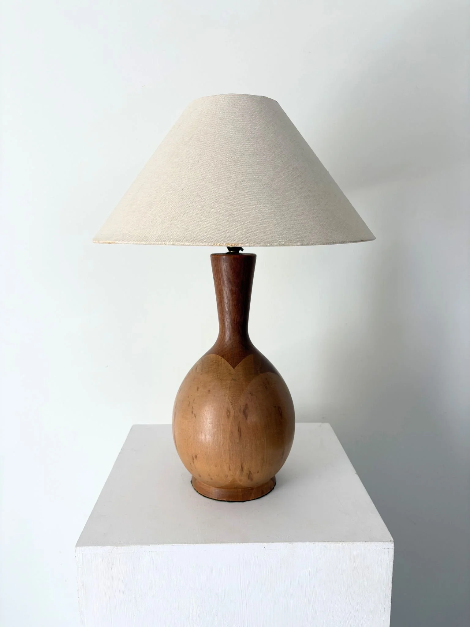 Mid Century Table Lamp With Tonal Inlaid Design - Bureau Bruton Antique and Vintage Shop and Sourcing