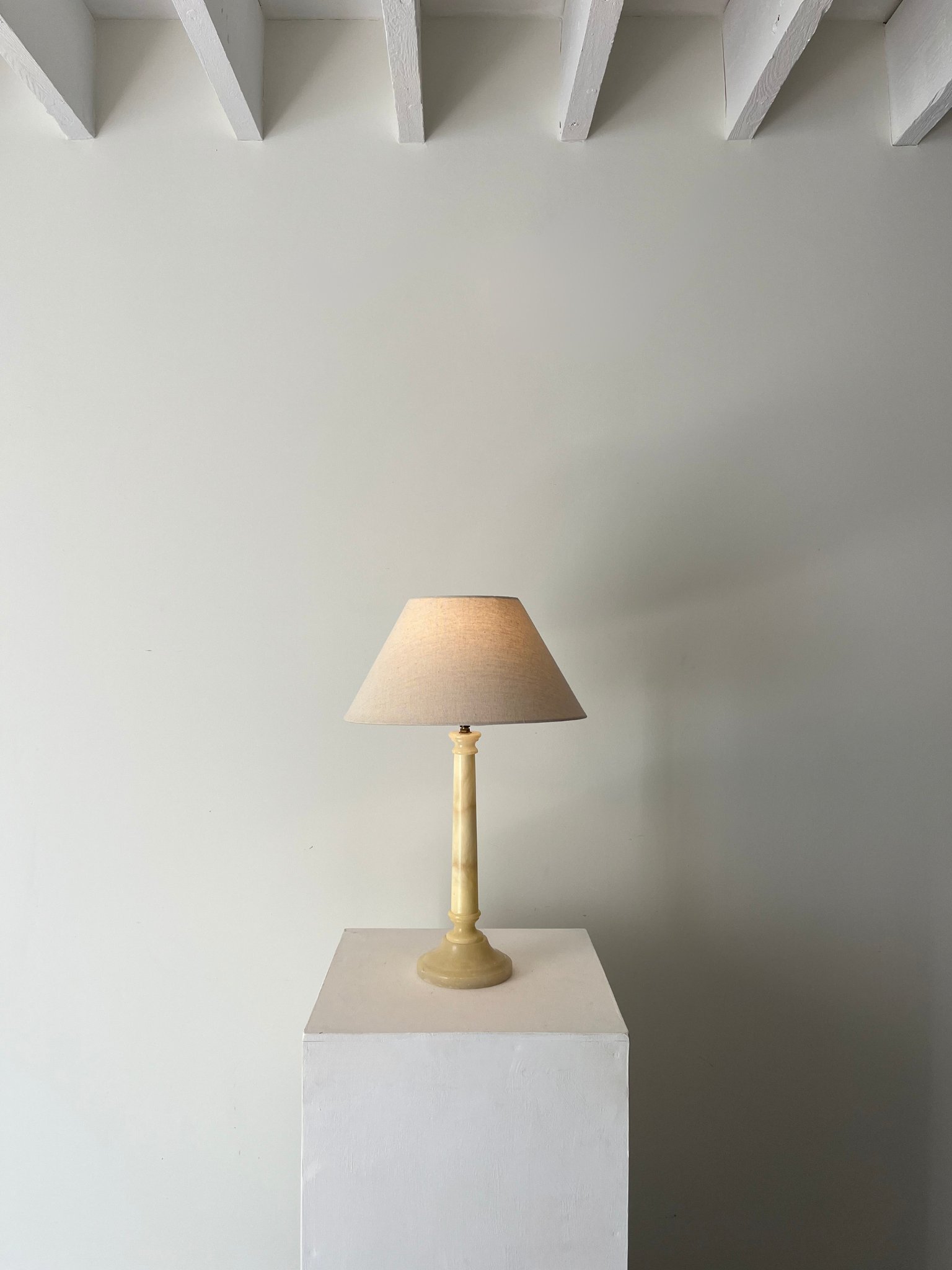 Minimal Alabaster Column Lamp, Rewired and PAT Tested - Bureau Bruton