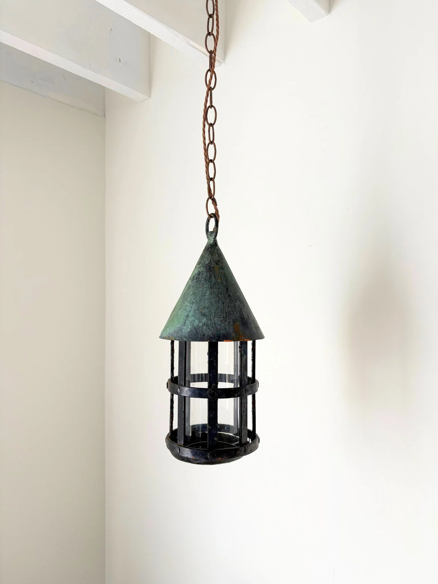 Verdigris Arts and Crafts Hall Lantern - Bureau Bruton