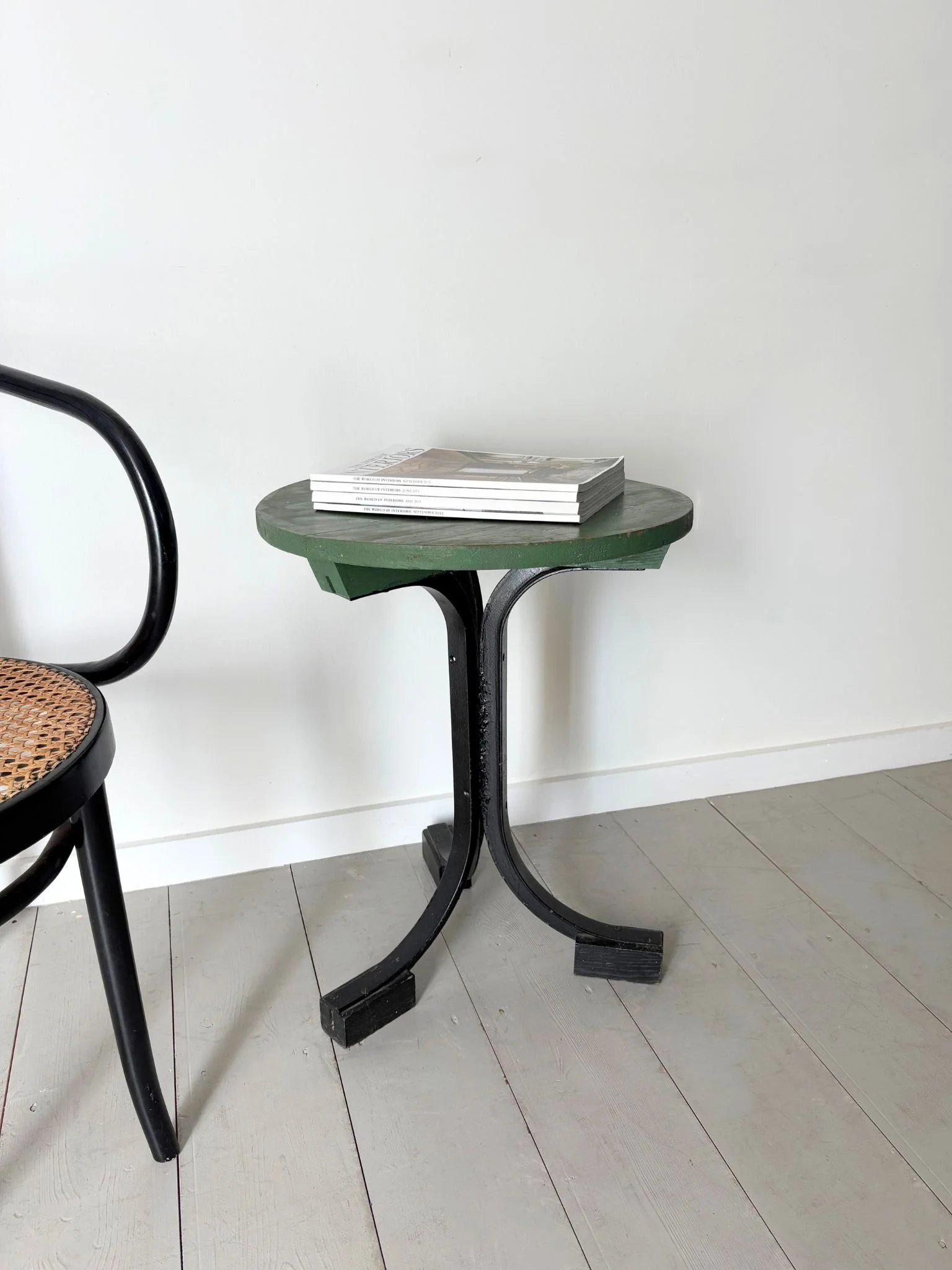 French 20th Century Green Top Industrial Side Table - Bureau Bruton Antiques and Vintage