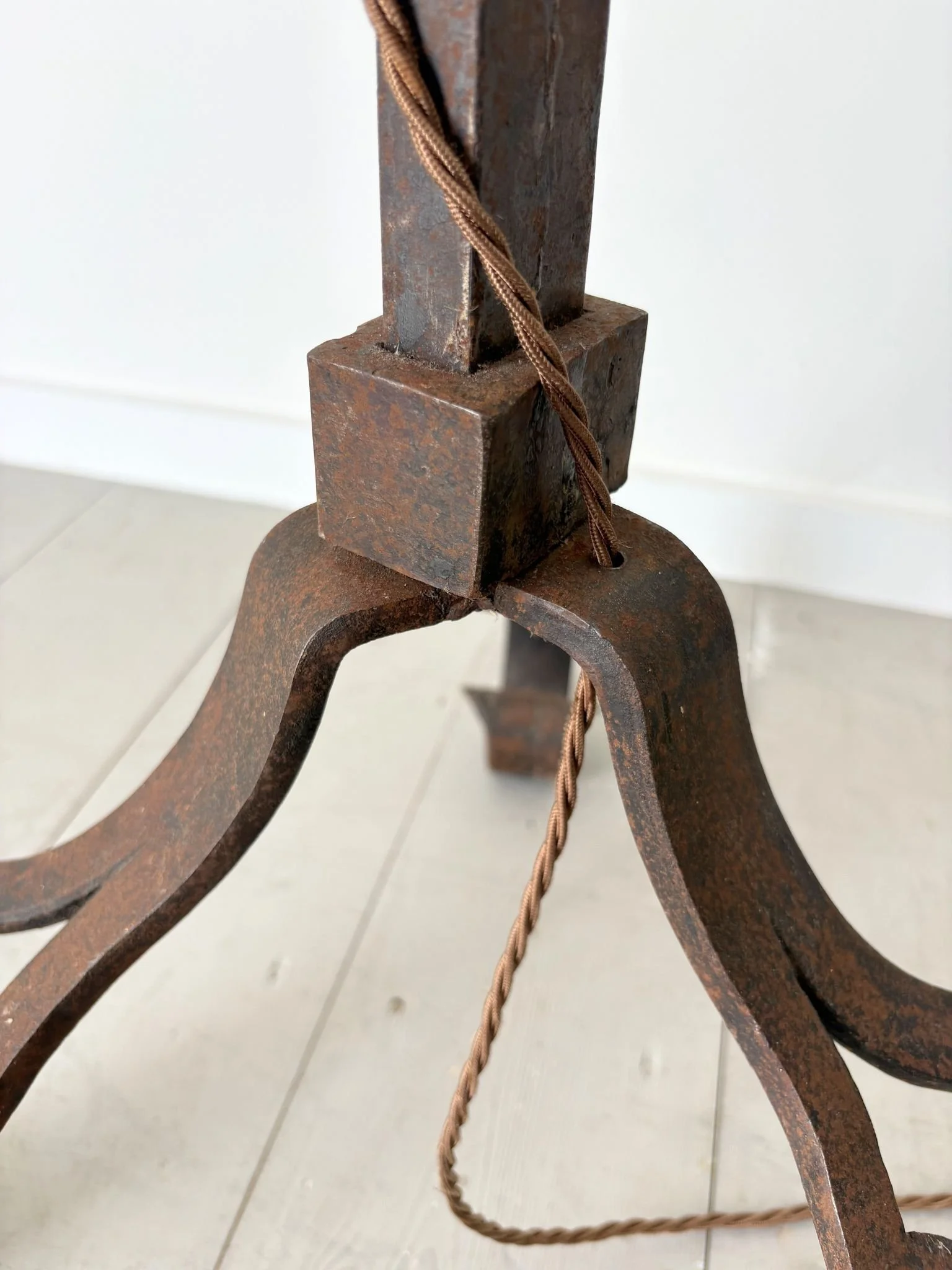 Heavy French Iron Floor Lamp With Decorative Base