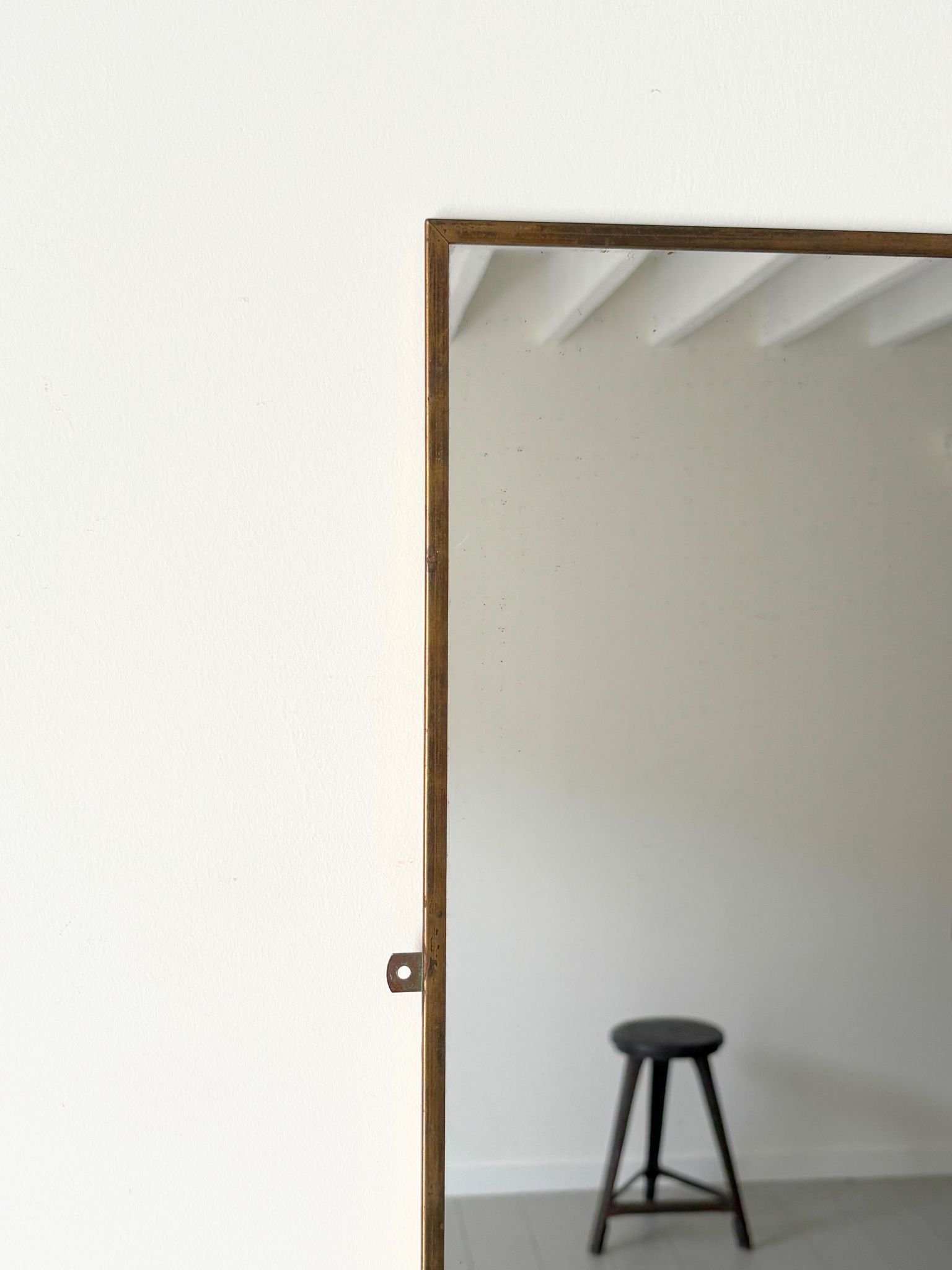 Gio Ponti Style Full Length Vintage Brass Mirror - Bureau Bruton Antiques and Vintage Shop