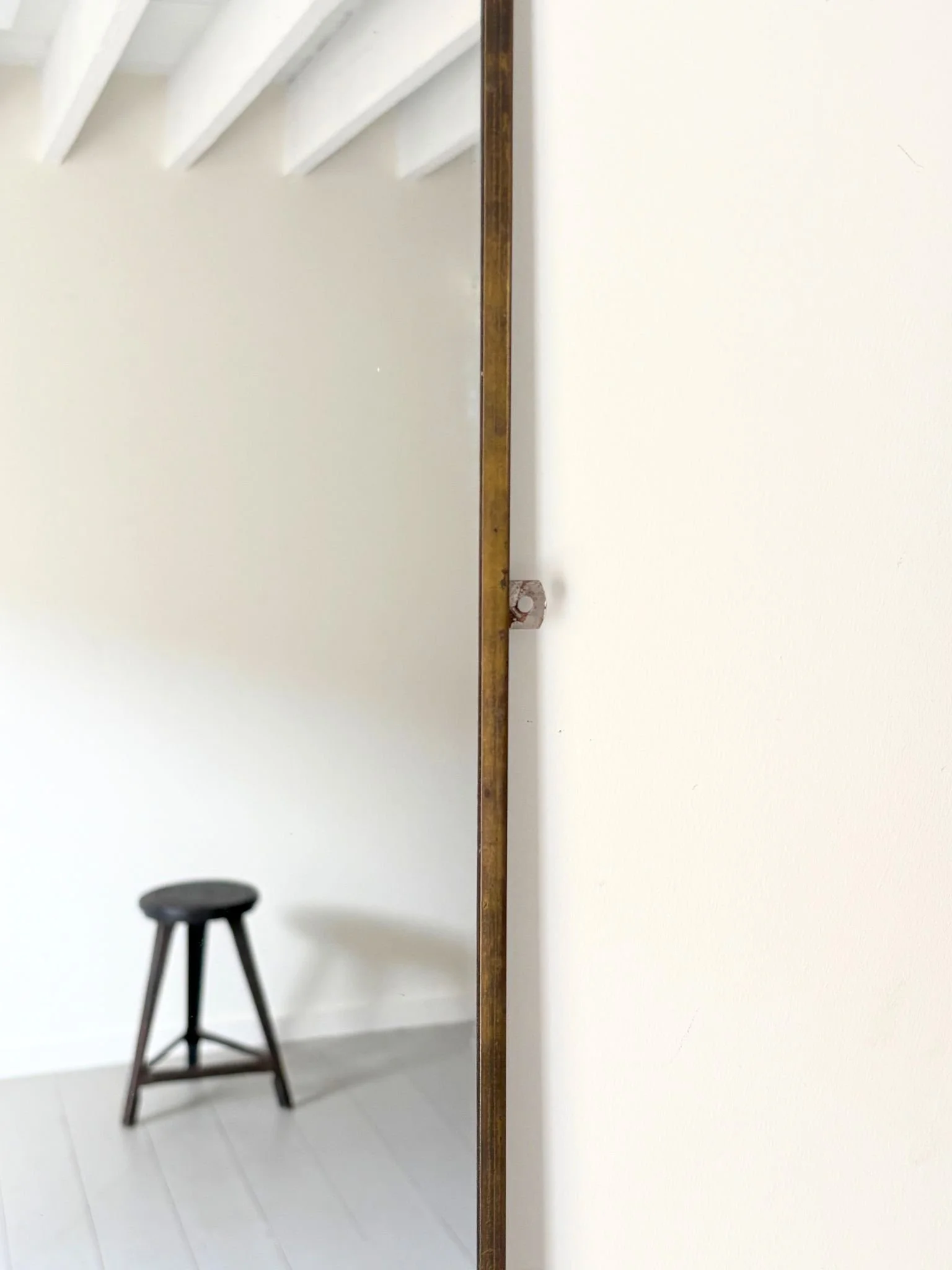 Slim Frame Brass Dressing Mirror - Bureau Bruton Antiques and Vintage Design