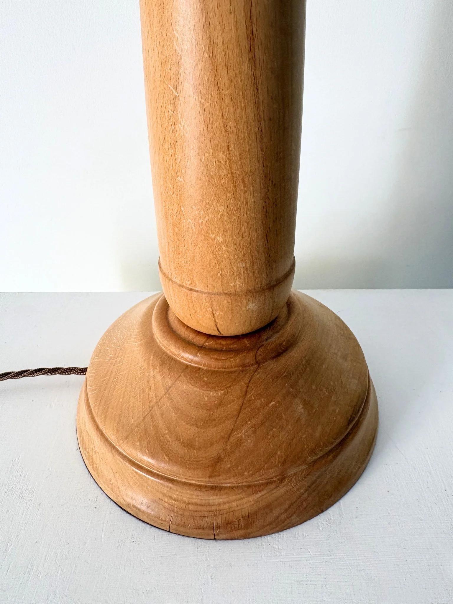 Turned Wood Vintage Lamp, Rewired and PAT Tested - Bureau Bruton