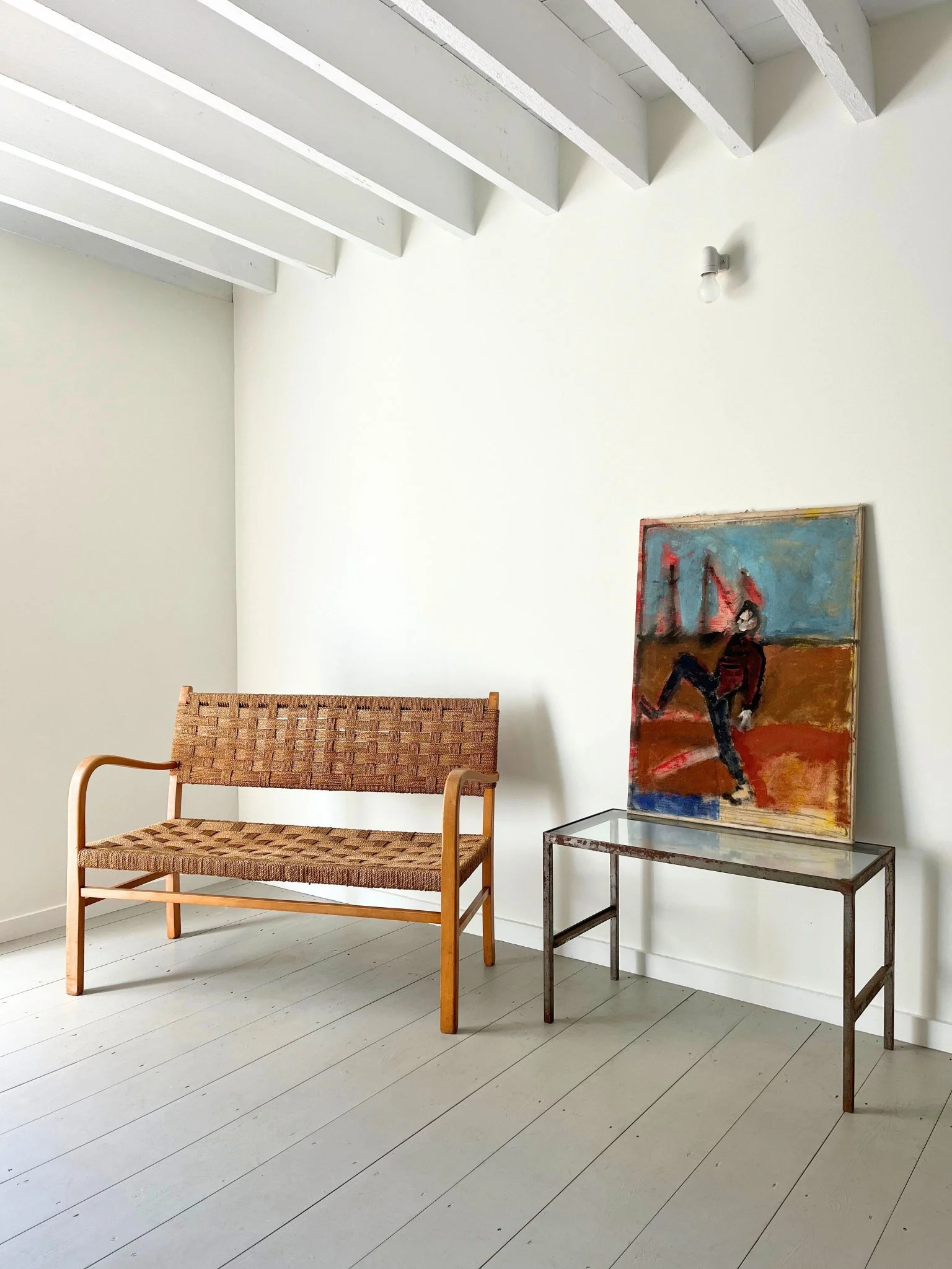 Woven Rope Bench in the style of Paulo Buffa and Erich Diekmann - Bureau Bruton Antiques and Vintage