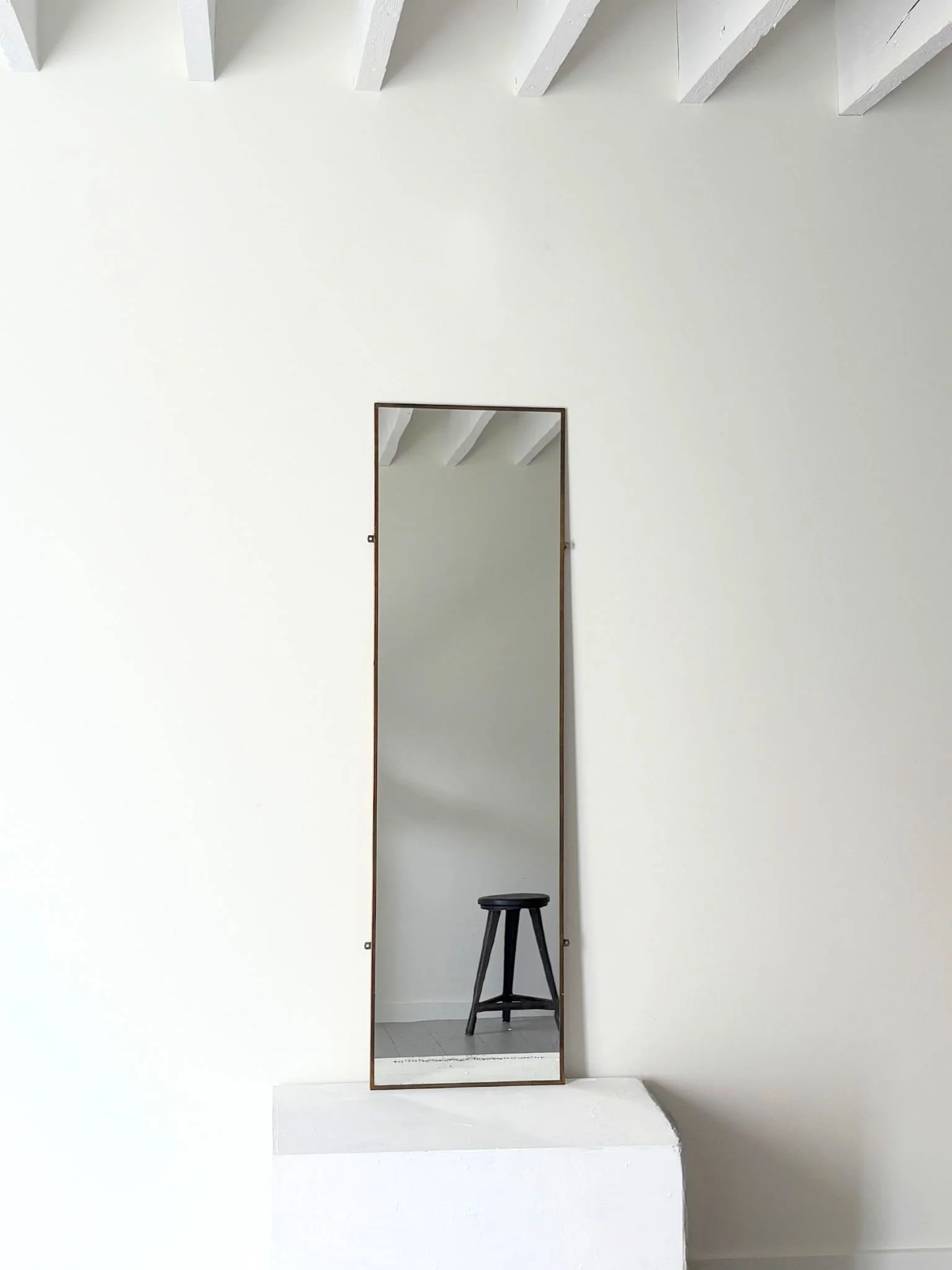 Slim Frame Vintage Italian Brass Dressing Mirror - Bureau Bruton Antiques and Design Store