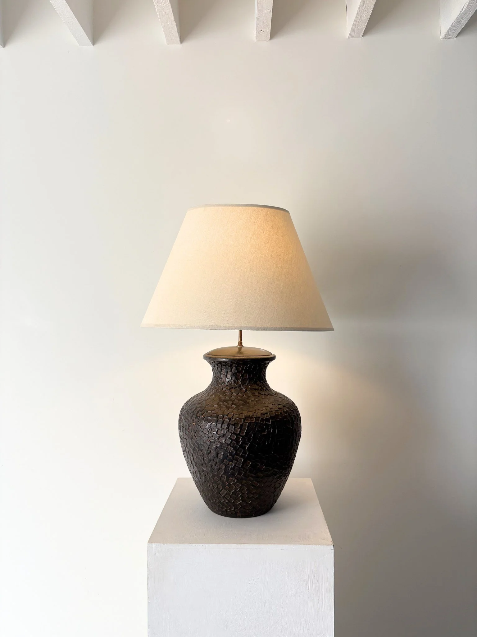 Large 20th Century Textured Ceramic Table Lamp - Bureau Bruton Antiques and Design