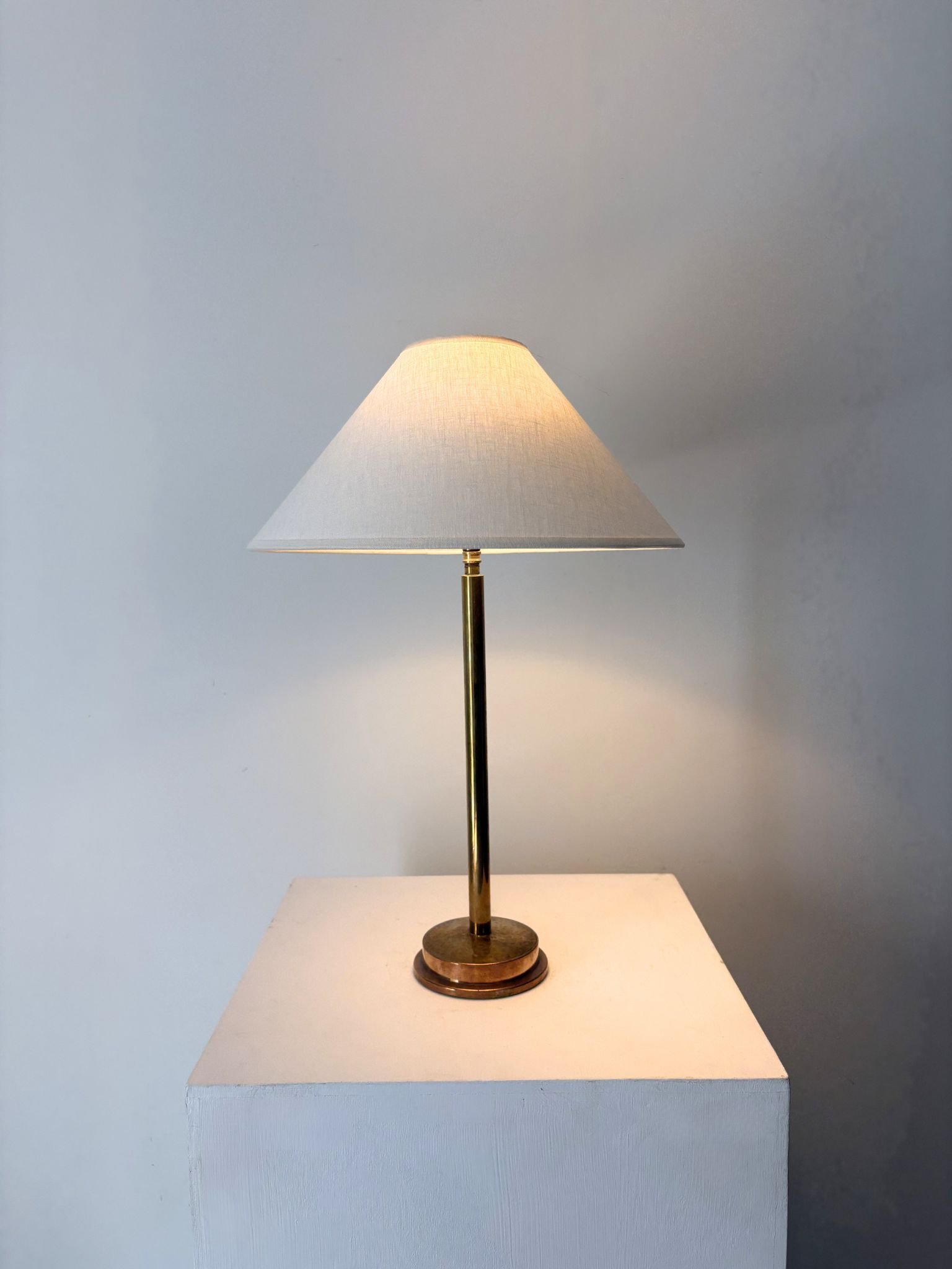 Slim Stem Minimalist Brass Table Lamp From Sweden - Bureau Bruton Antique and Vintage Shop