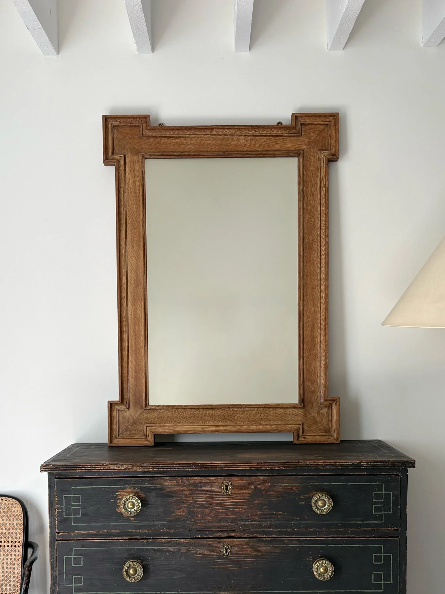 Large Architectural Design Wooden Wall Mirror From Arts and Crafts Era, Early 20th Century - Bureau Bruton Antiques and Vintage Shop