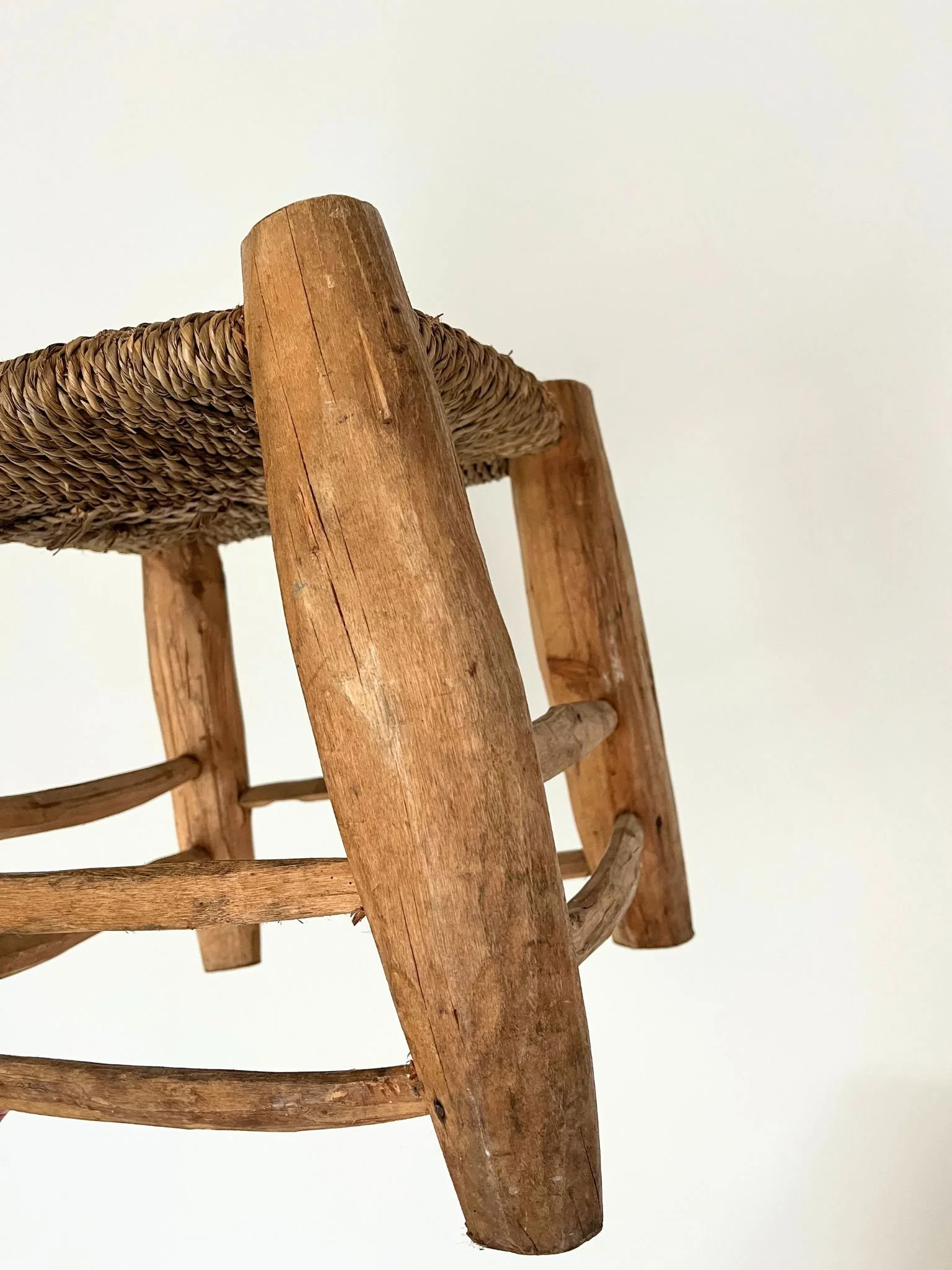 Primitive Rustic French Wooden and Rope Stool — Bureau Bruton Antiques ...