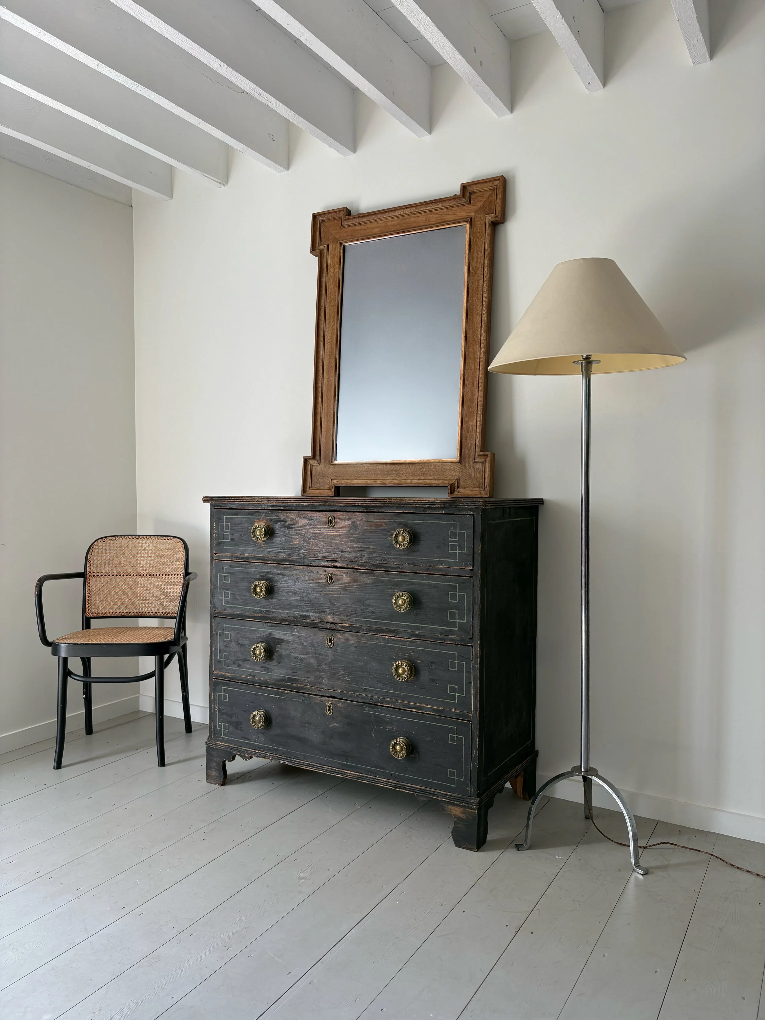 Large Handmade Limed Oak Wall Mirror In Typical Arts and Crafts Style - Bureau Bruton Antiques and Vintage Design Shop and Sourcing Service