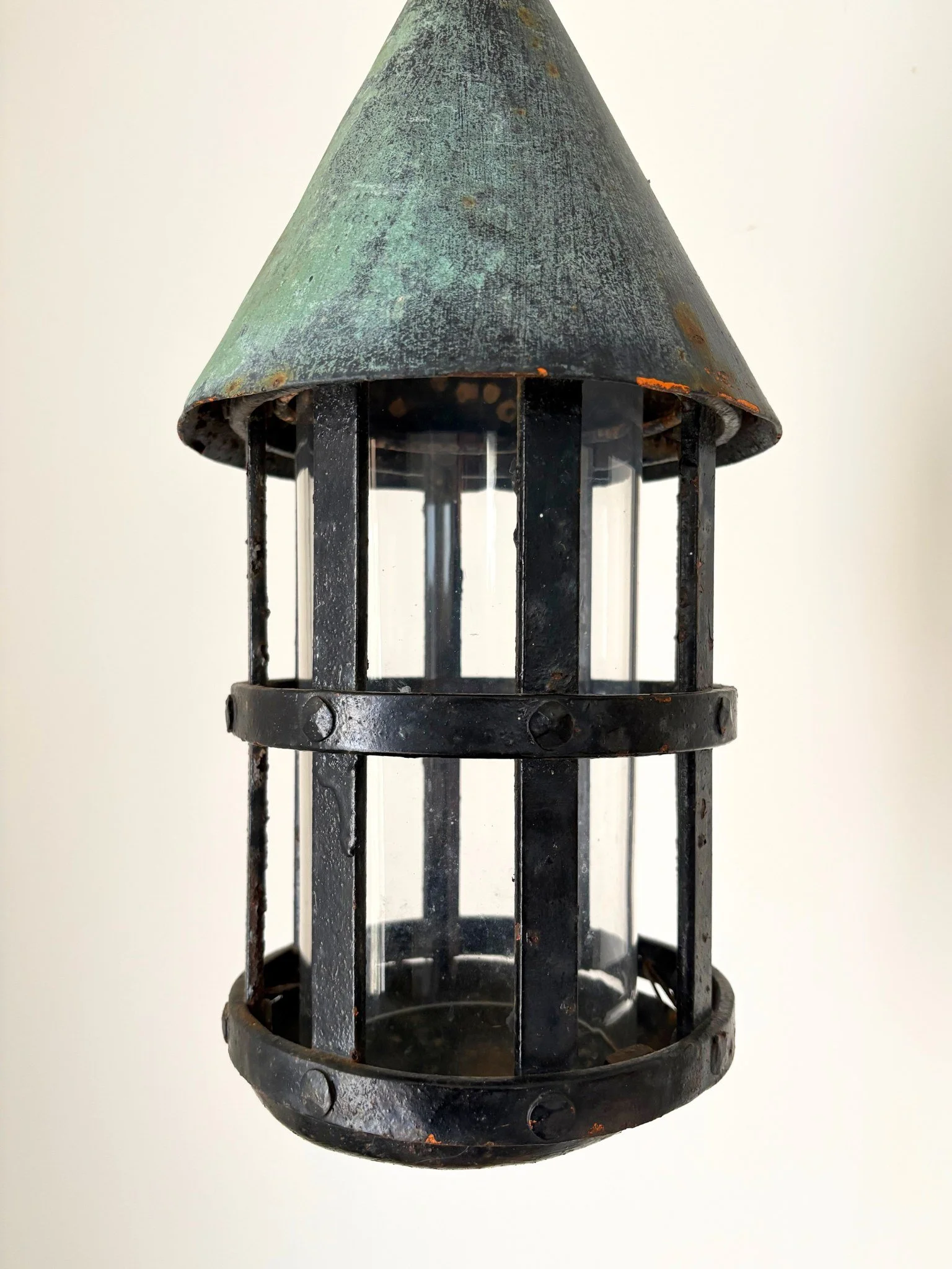 Oxidised Copper Verdigris Hall Lantern - Bureau Bruton