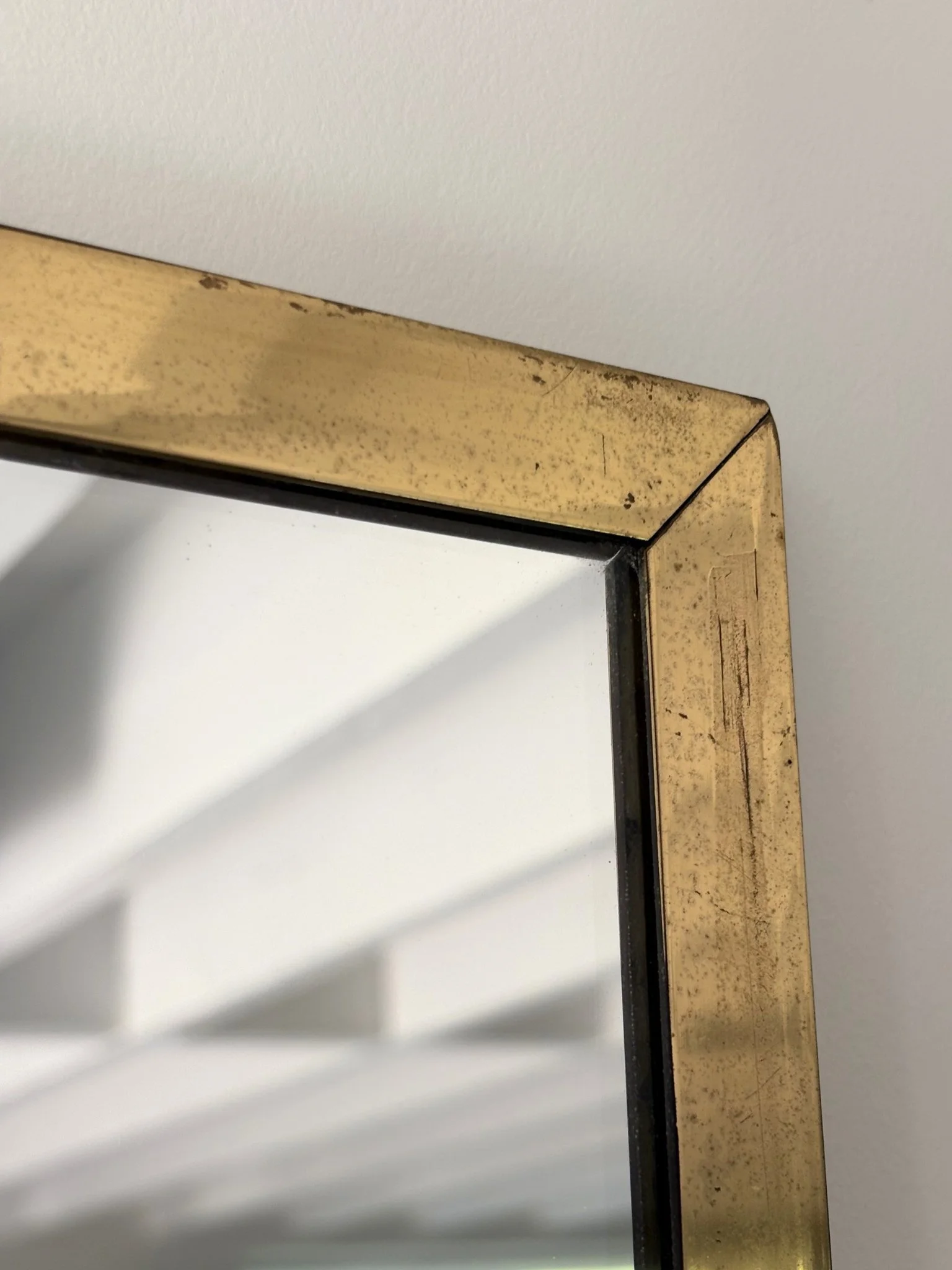 Mid Century Vintage Brass Wall Mirror With Patinated Frame - Bureau Bruton