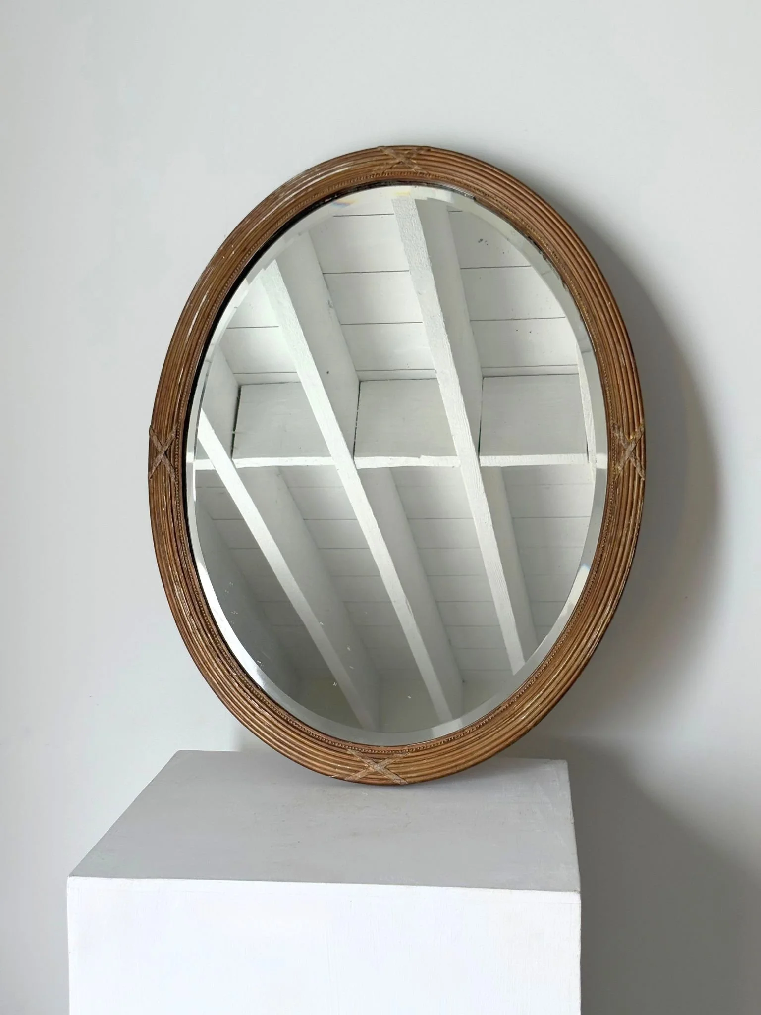 French NeoClassical Reeded Gilded Wall Mirror - Bureau Bruton Antiques and Vintage Shop