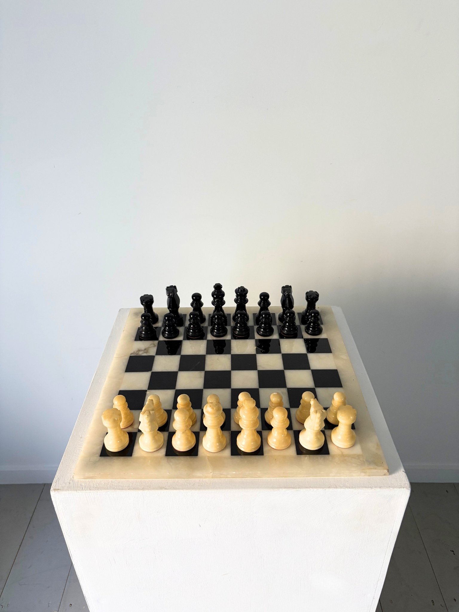 Monochrome Marble Chiellini Chess Set In Black and White - Bureau Bruton Antiques and Vintage Shop and Sourcing Consultancy
