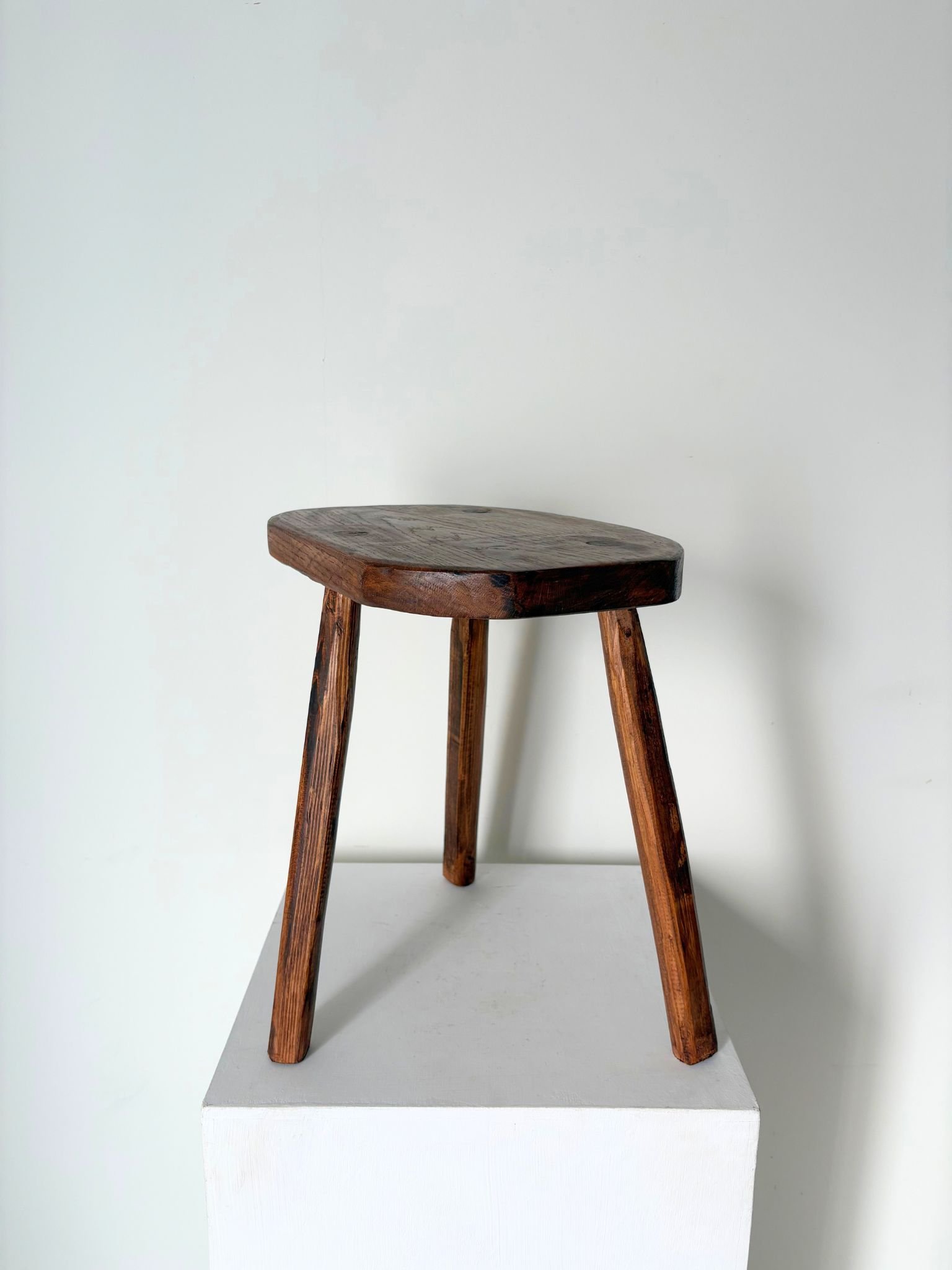 Rustic Wooden Side Table Stool - Bureau Bruton Vintage Design Shop