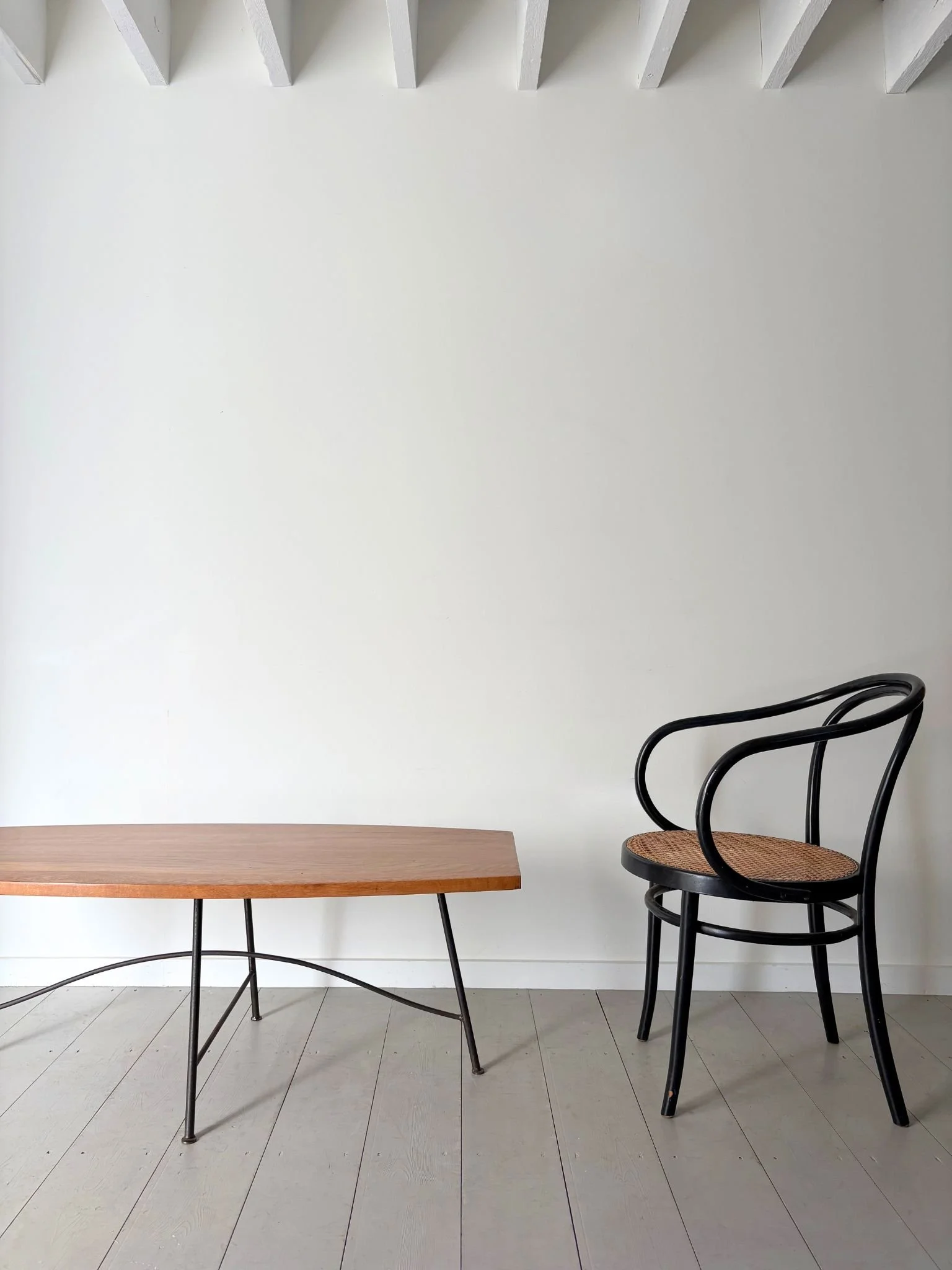 Sculptural Oak and Iron Coffee Table In The Style of Josef Frank - Bureau Bruton Antiques and Vintage