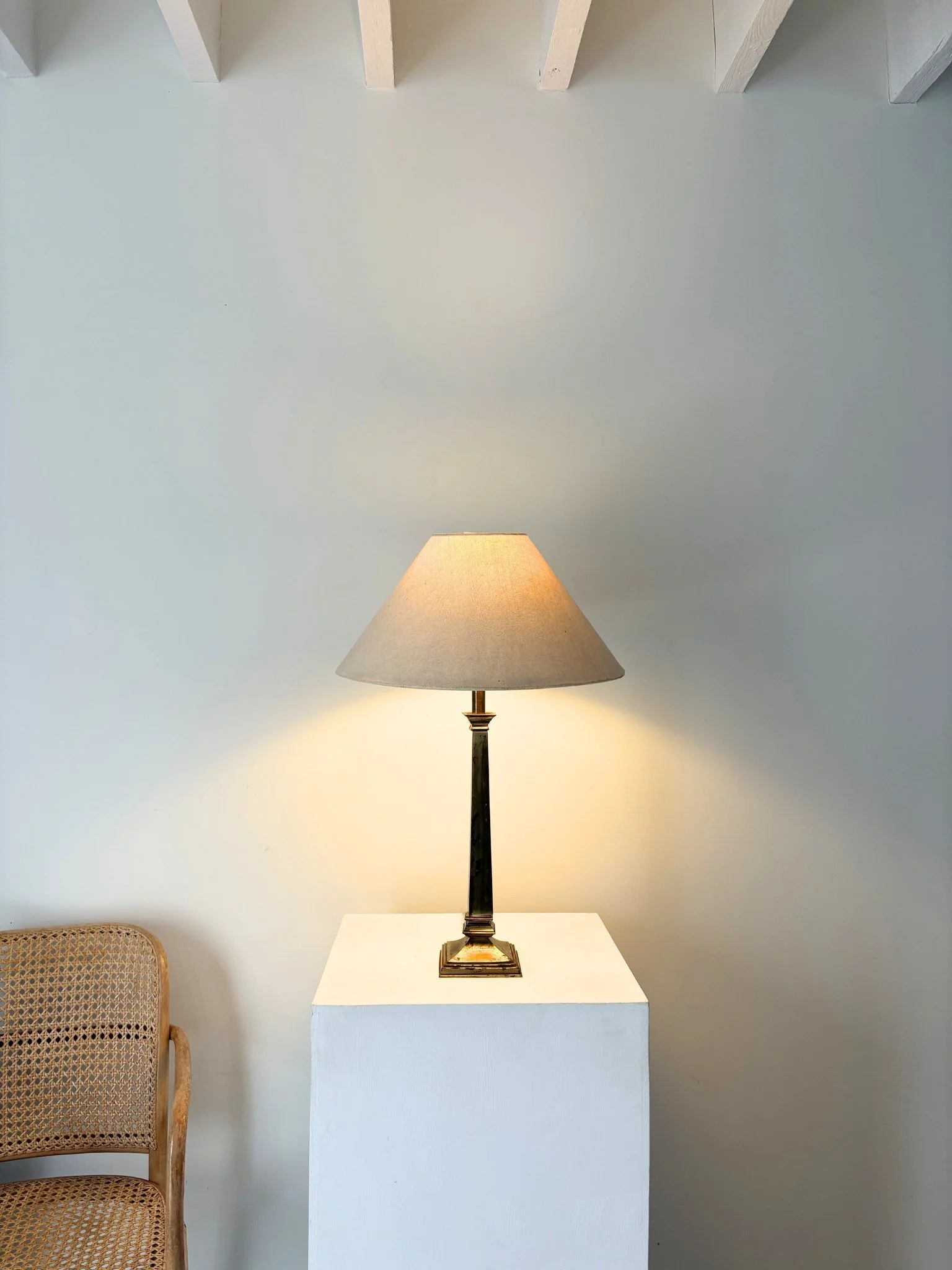 Patinated Brass Column Lamp - Bureau Bruton Antiques and Vintage Shop