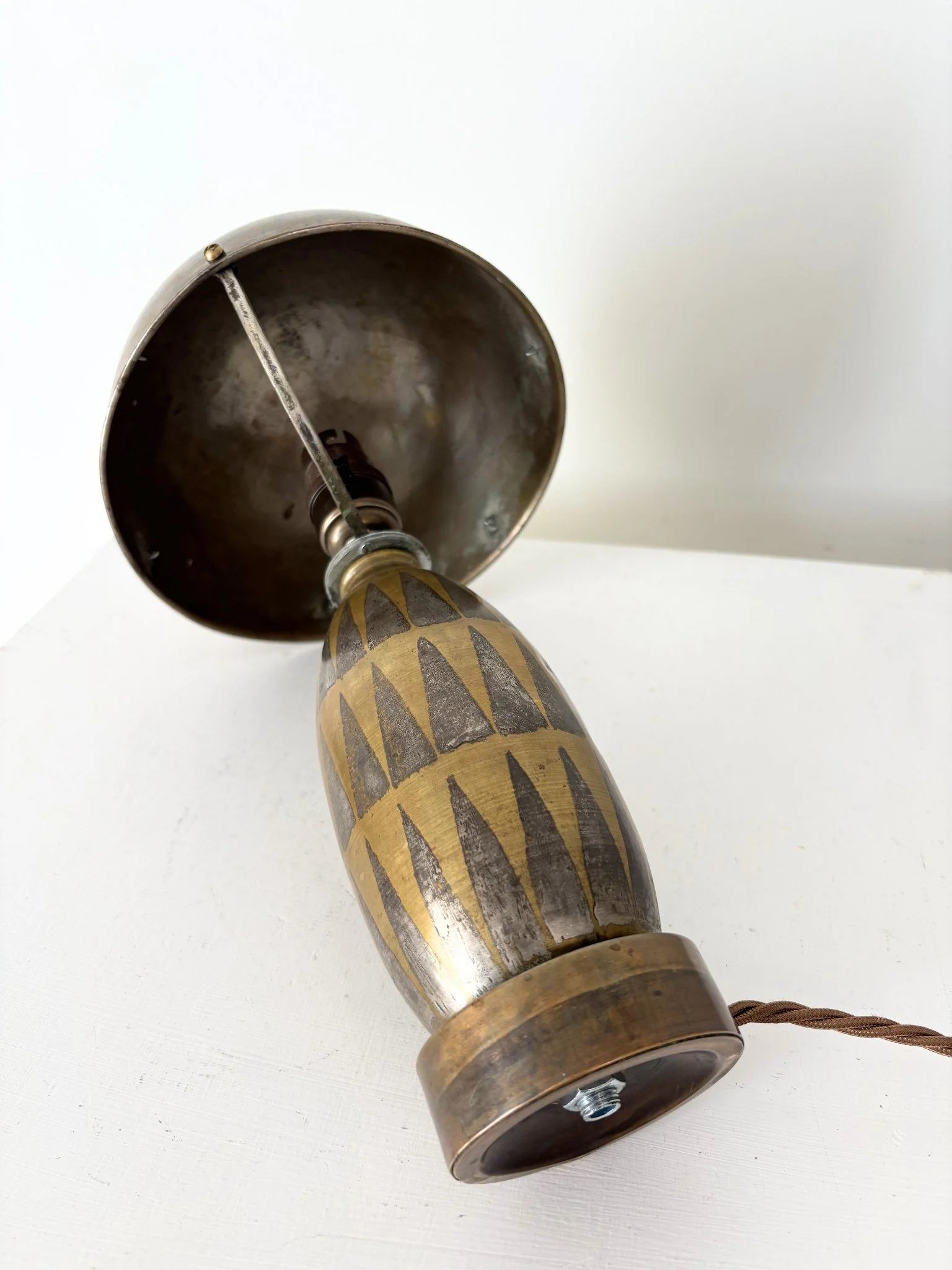 Art Deco Brass Metal Mushroom Lamp