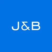 Logo with blue background and white text reading 'J&B'