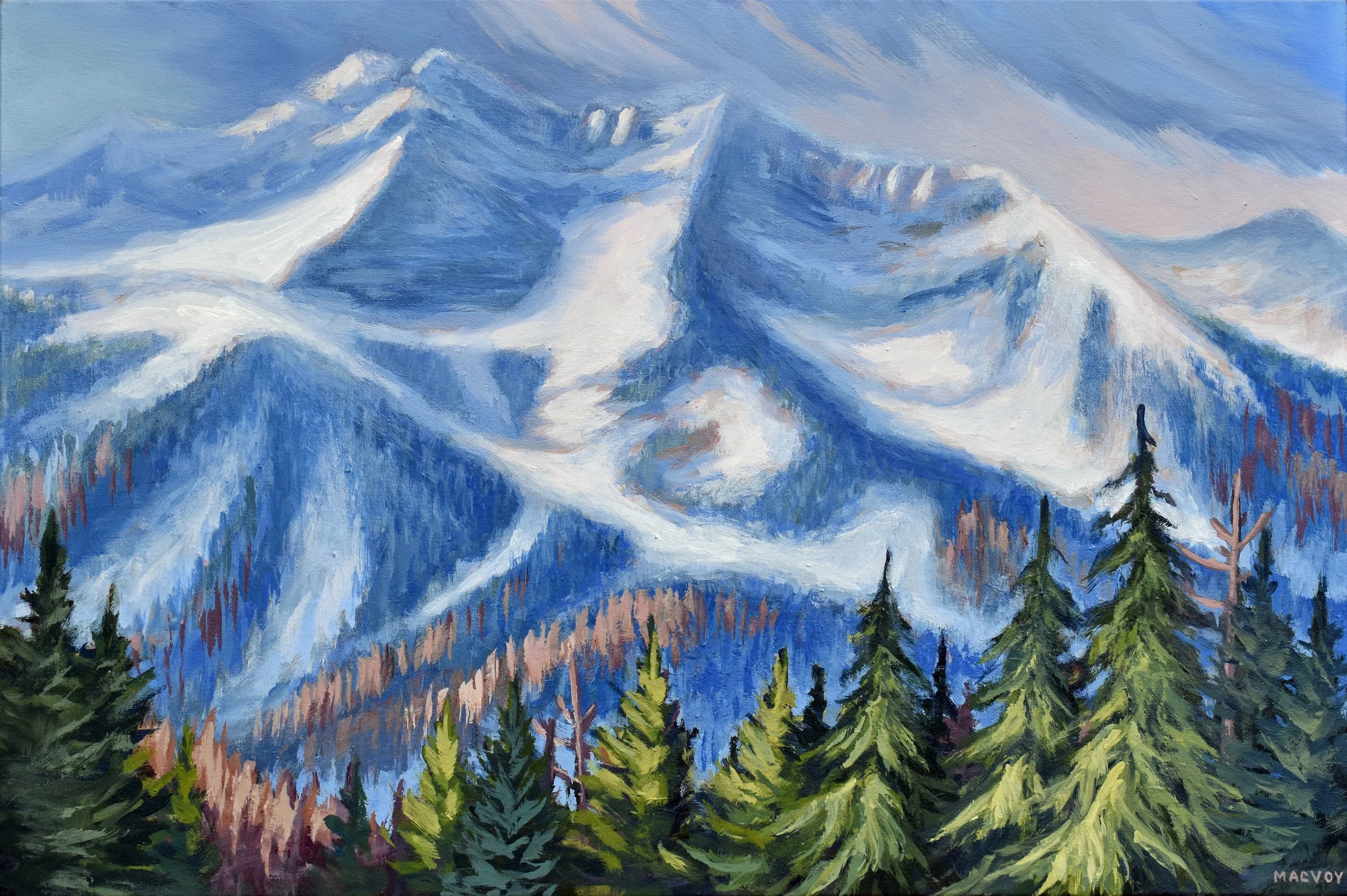 Spring Storm Over The Lizard Range, 24"x 36", acrylic on canvas, $1600, please inquire