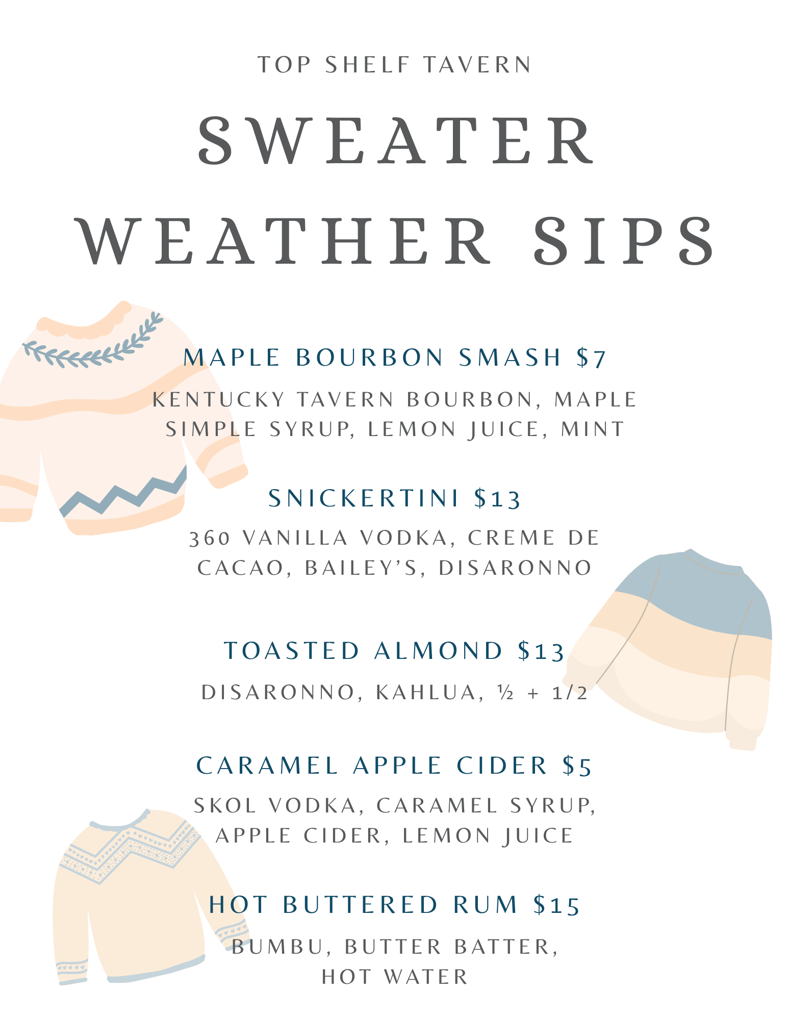Sweater Weather Fall Menu