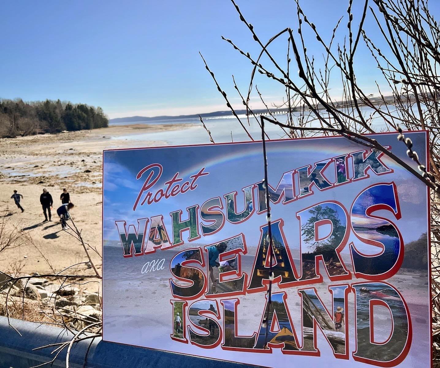 One of our postcards got to visit the island today! Tomorrow I&rsquo;ll be heading back to the statehouse asking folks to vote NO on LD 2266. Join us at 9am on the 3rd floor if you&rsquo;re able! #wahsumkik #savewahsumkik #searsisland #savesearsislan