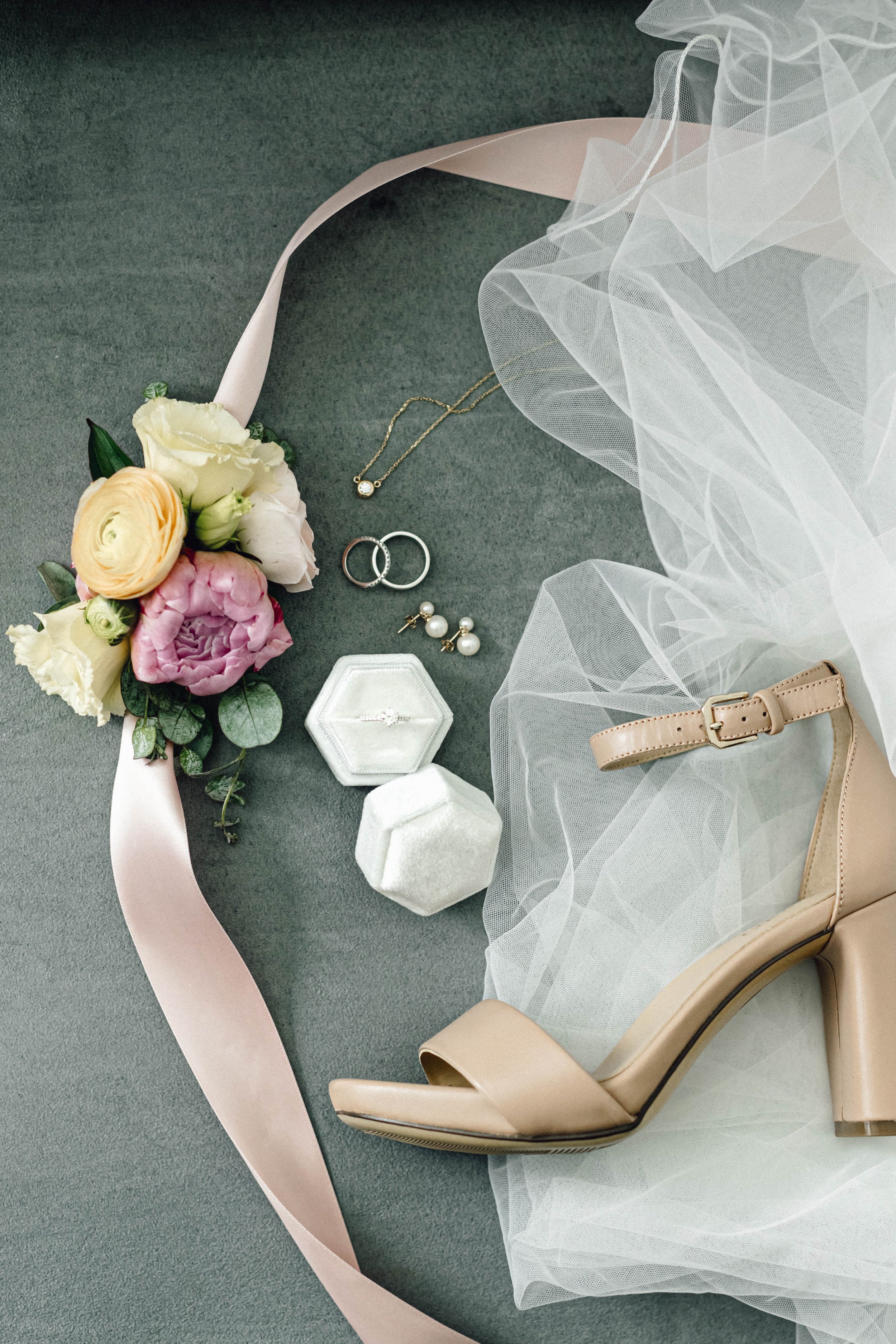 Bridal Shoes and Accessories Flat Lay