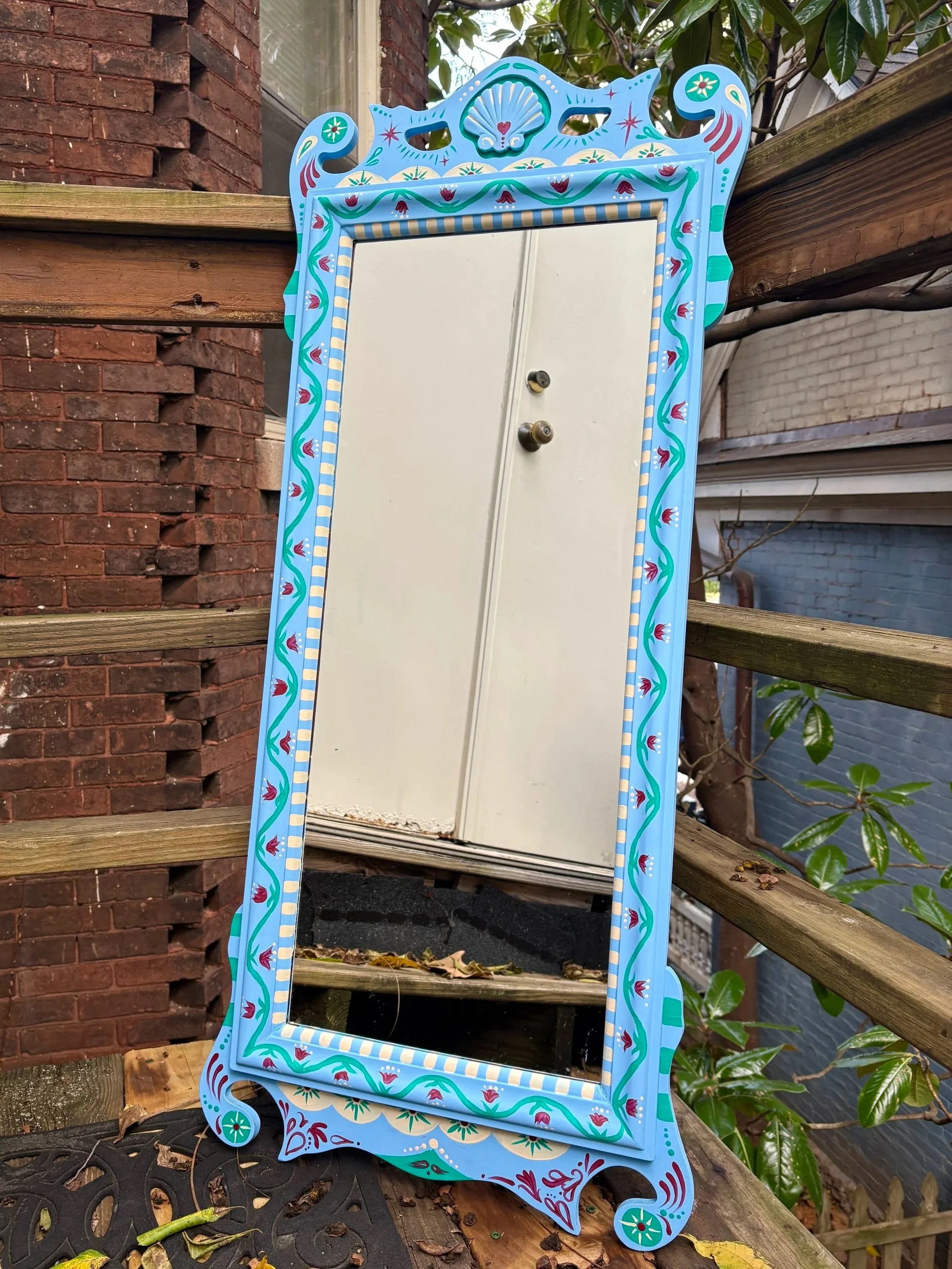 Handpainted mirror, acrylic