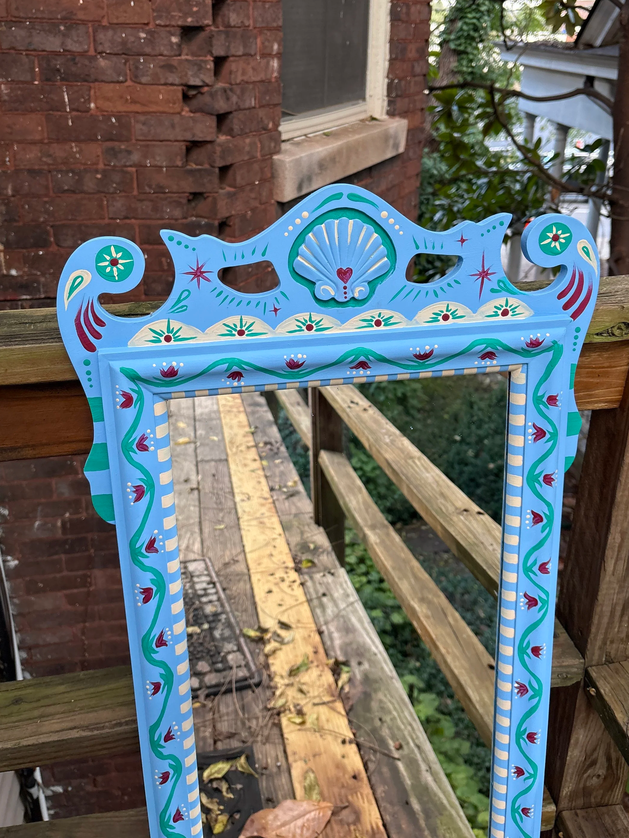 Handpainted mirror, acrylic