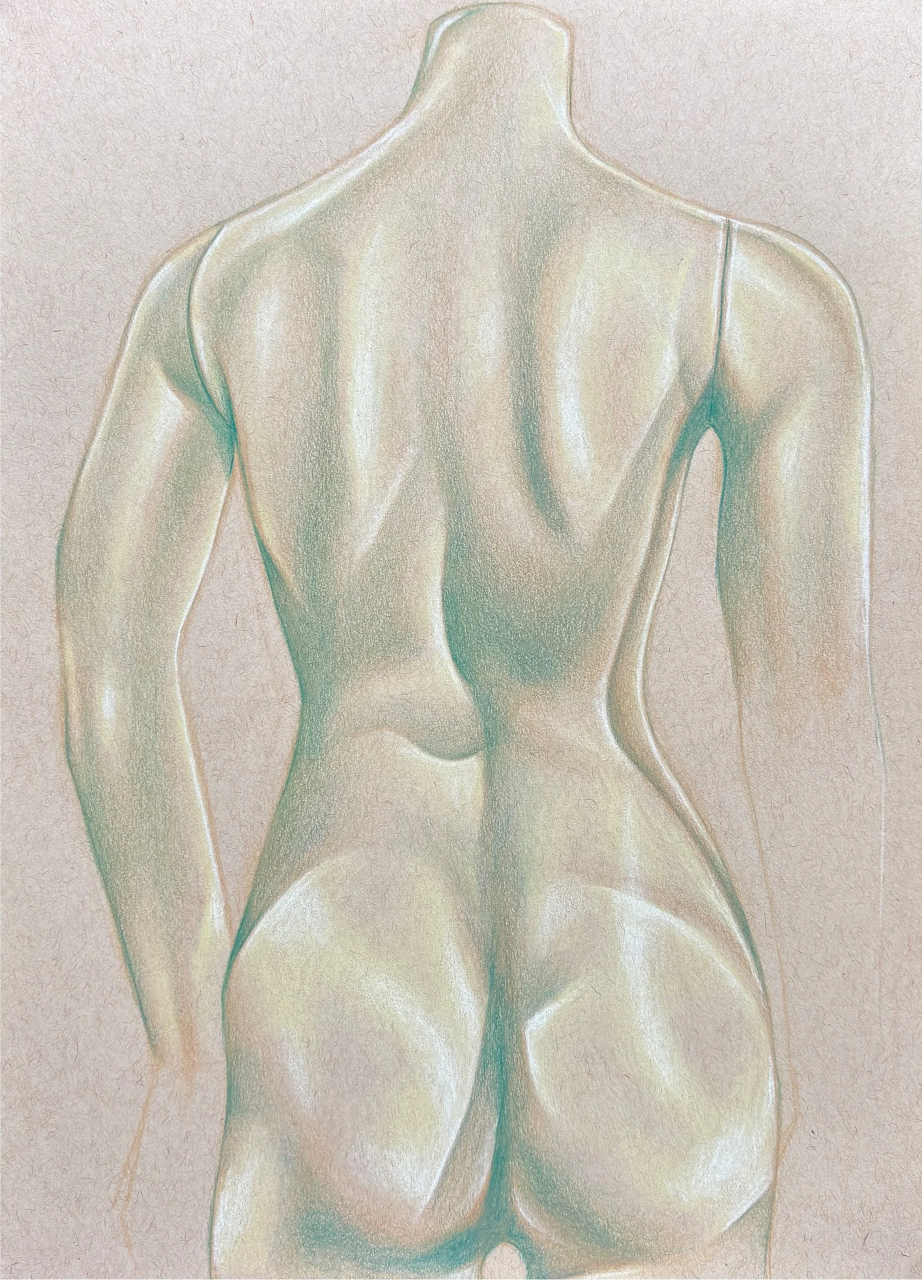 Female Nude, colored pencil on paper, 9x12