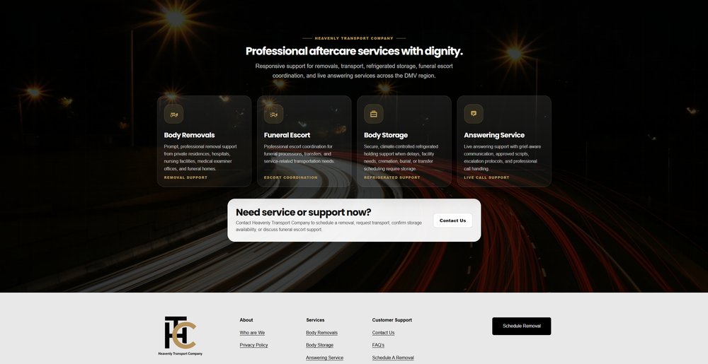 Heavenly Transport Company website example