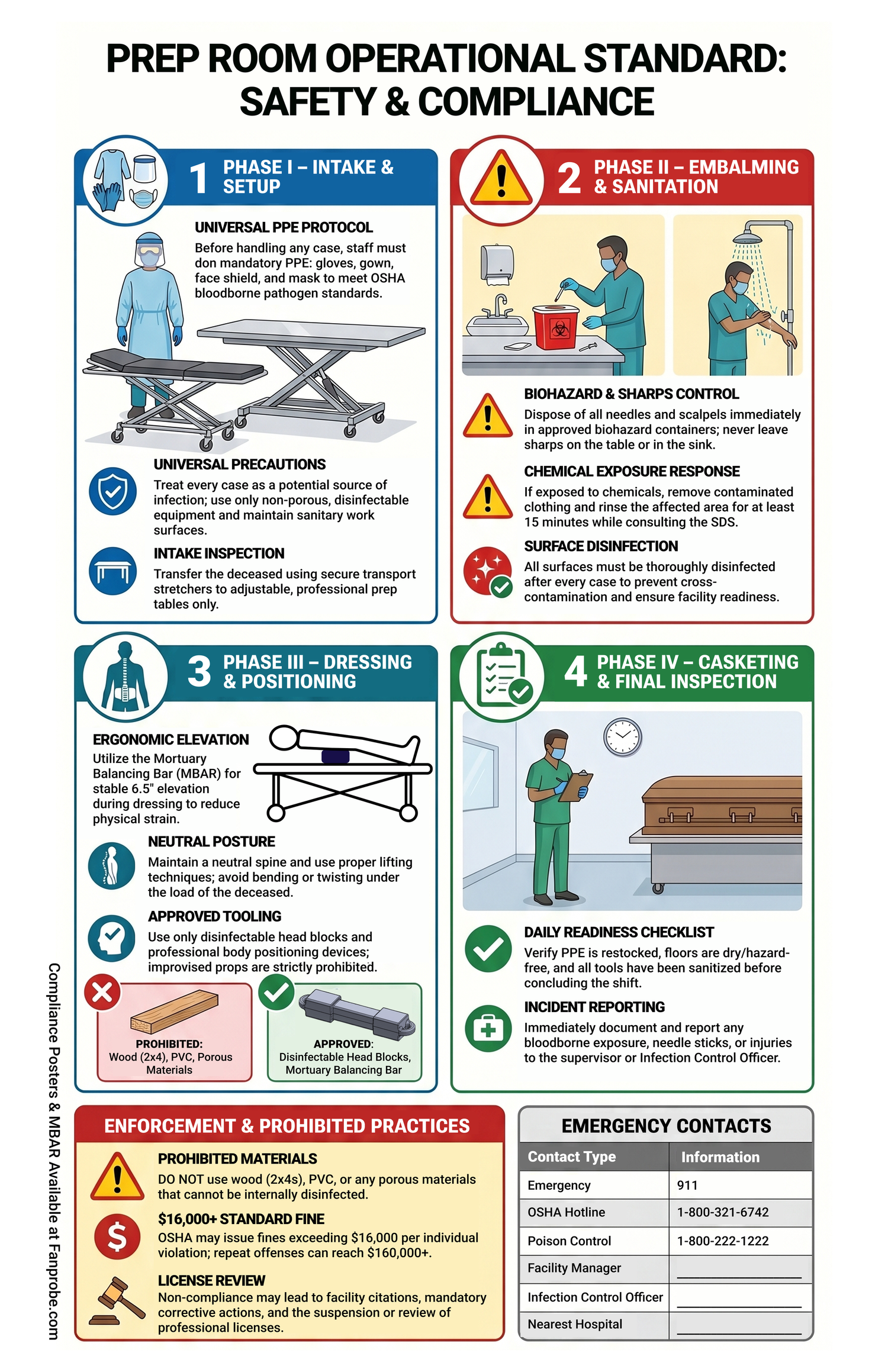 Prep Room Operational Standard safety and compliance poster