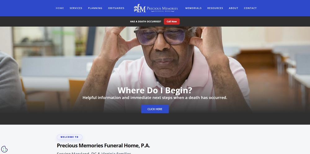 Precious Memories Funeral Home website example
