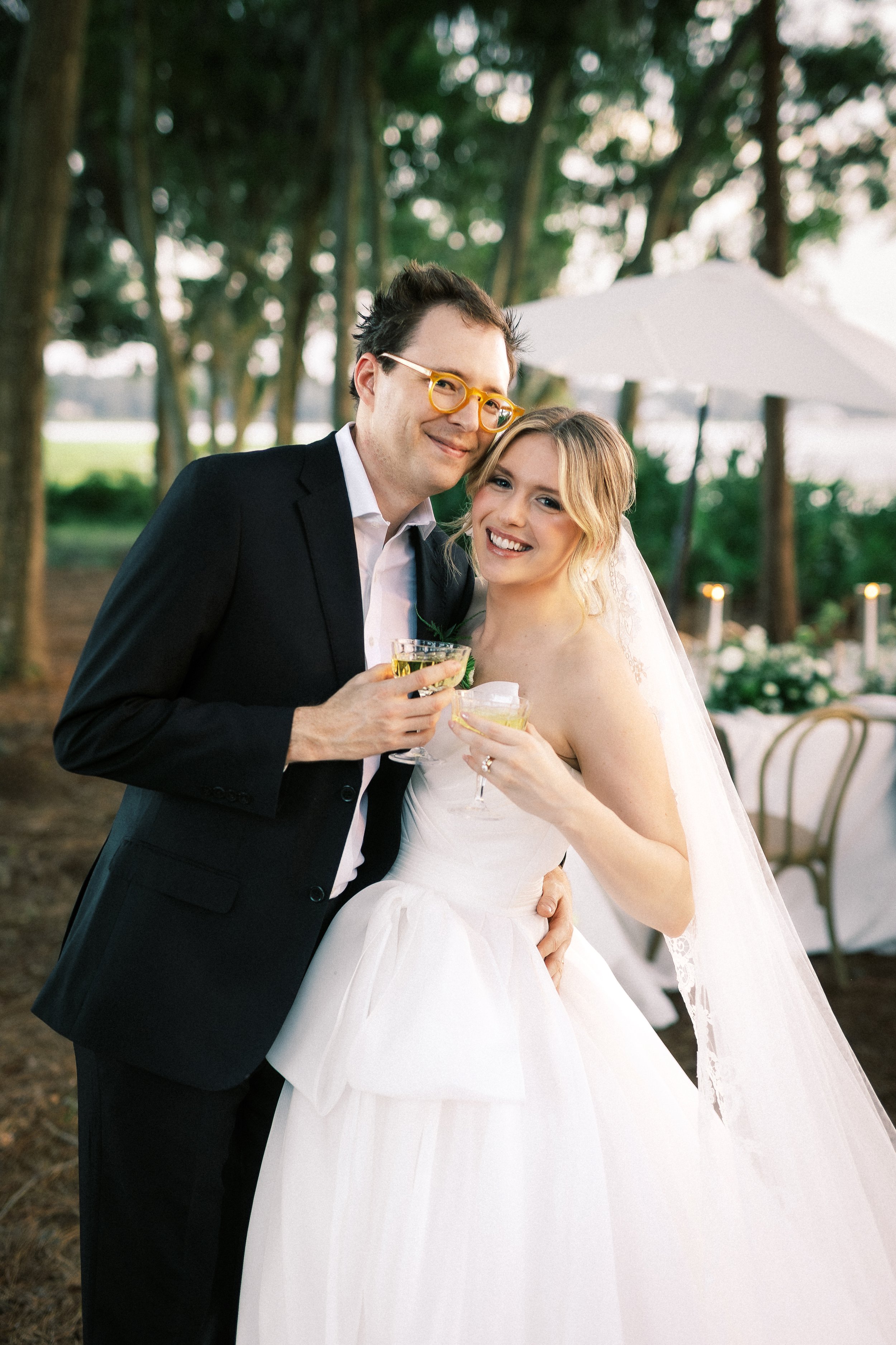 Newlyweds toast at their wedding in North Georgia