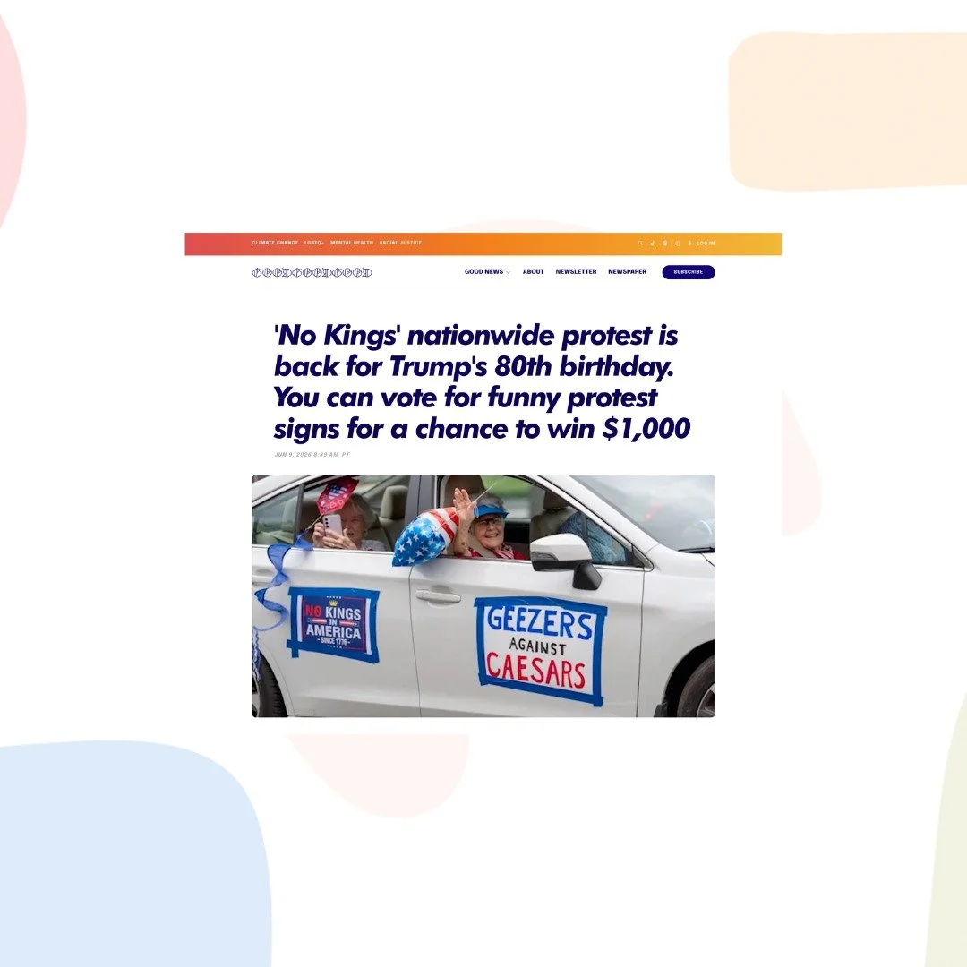Some good news from @goodgoodgoodco! @meghancooking just featured @wethepeoplewtf ahead of this upcoming weekend's next No Kings event. And even better &ndash; tune into an episode on the site and vote for your favorite protest signs for a chance to 