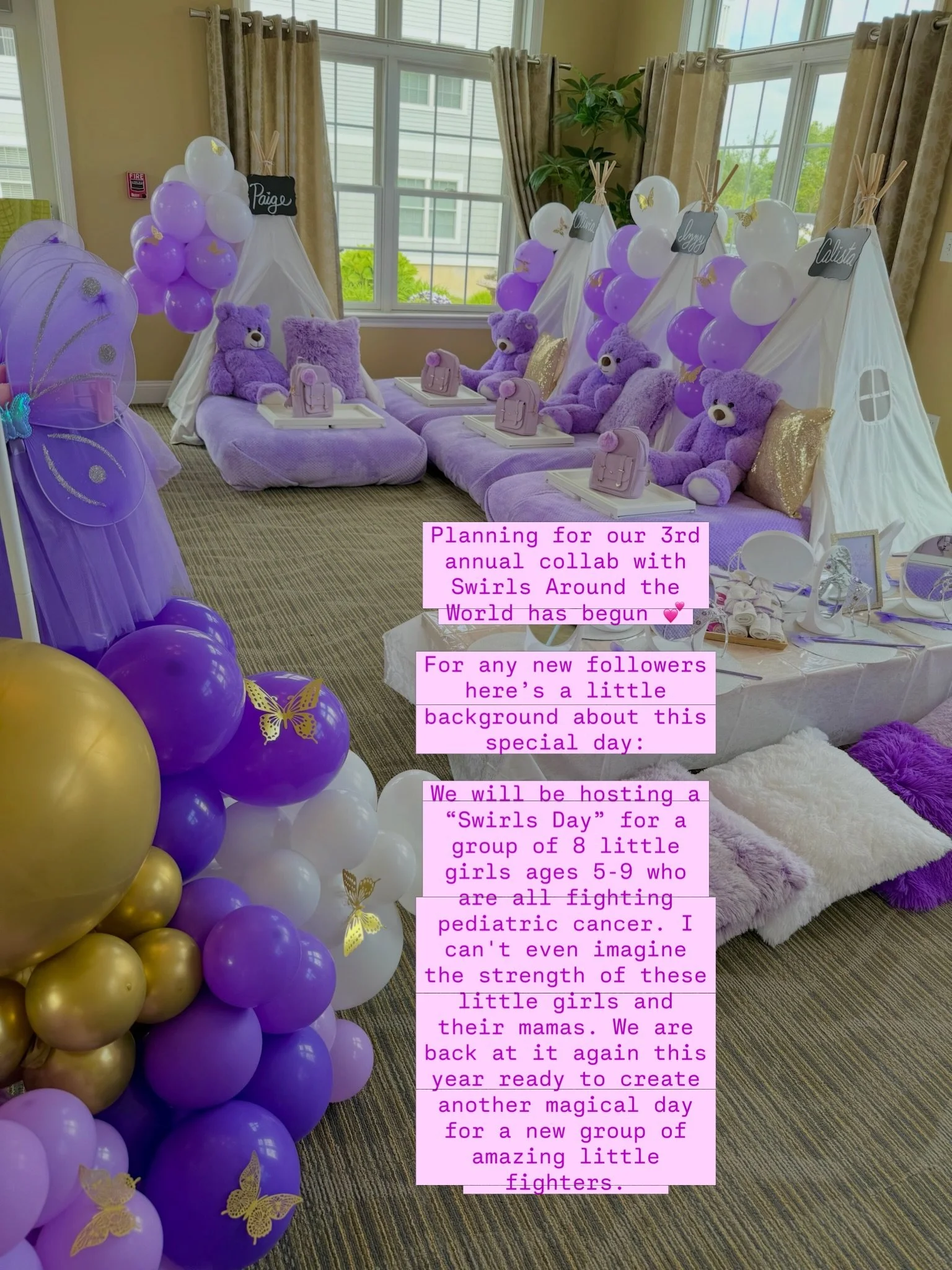 Have you heard of * @swirlsaroundtheworld * and their Swirls Days?!

Jen and Diane are the absolute sweetest humans you will ever meet. A couple years ago, Jen approached me to help host a Swirls Day for a group of 8 little girls ages 5-9 by donating